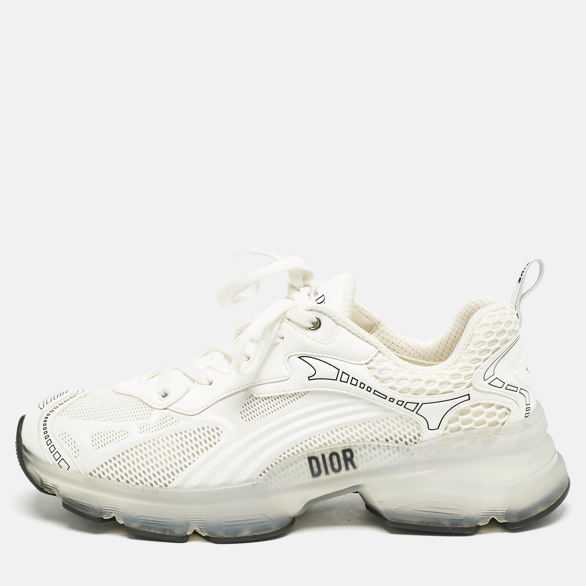 

Dior White Leather and Mesh Vibe Lace Up Sneakers Size