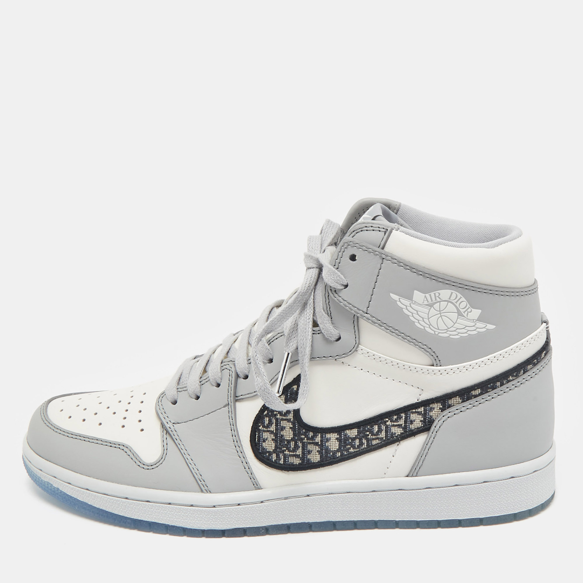 

Dior x Jordan Grey/White Leather Jordan 1 Retro High Sneakers Size 43