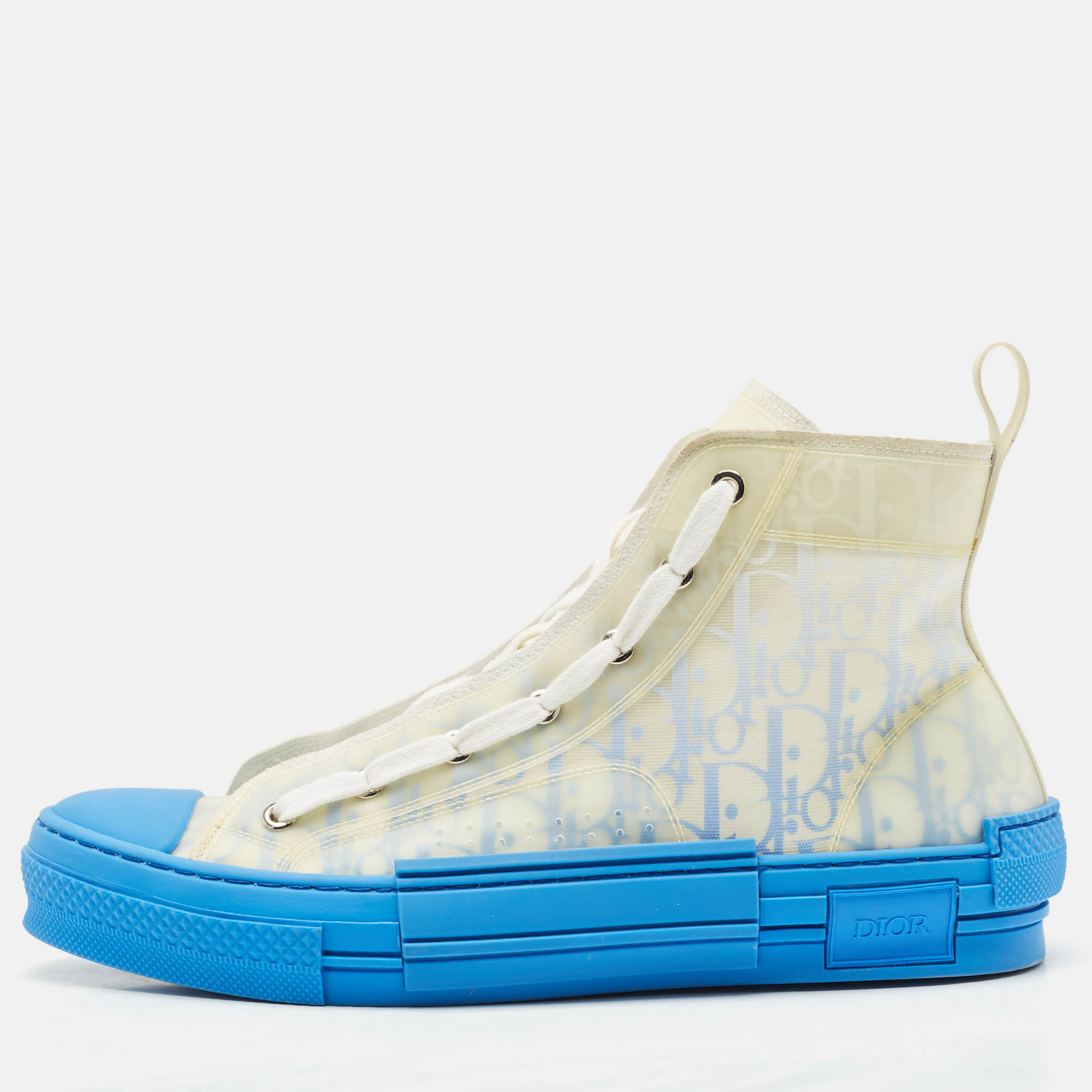 

Dior Blue/White Oblique Mesh And PVC B23 High Top Sneakers Size