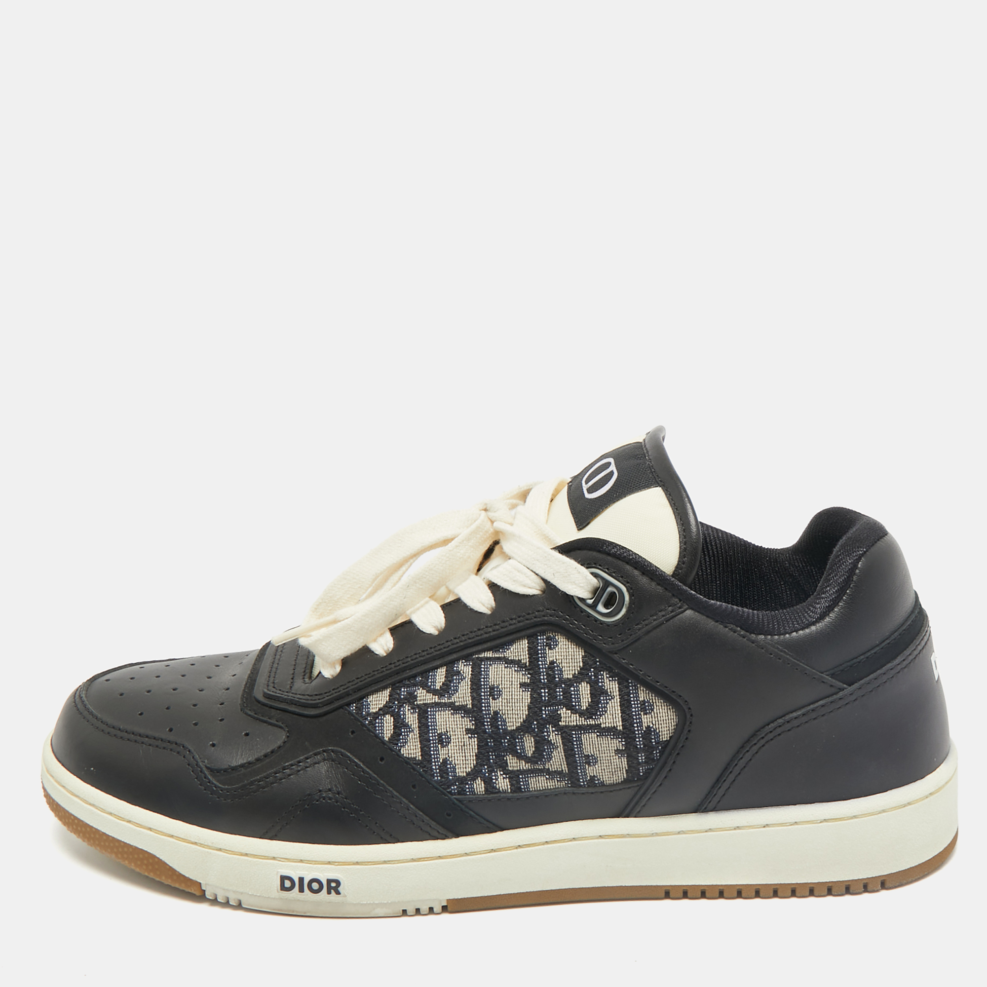 

Dior Black/Beige Leather and Oblique Canvas B27 Sneakers Size