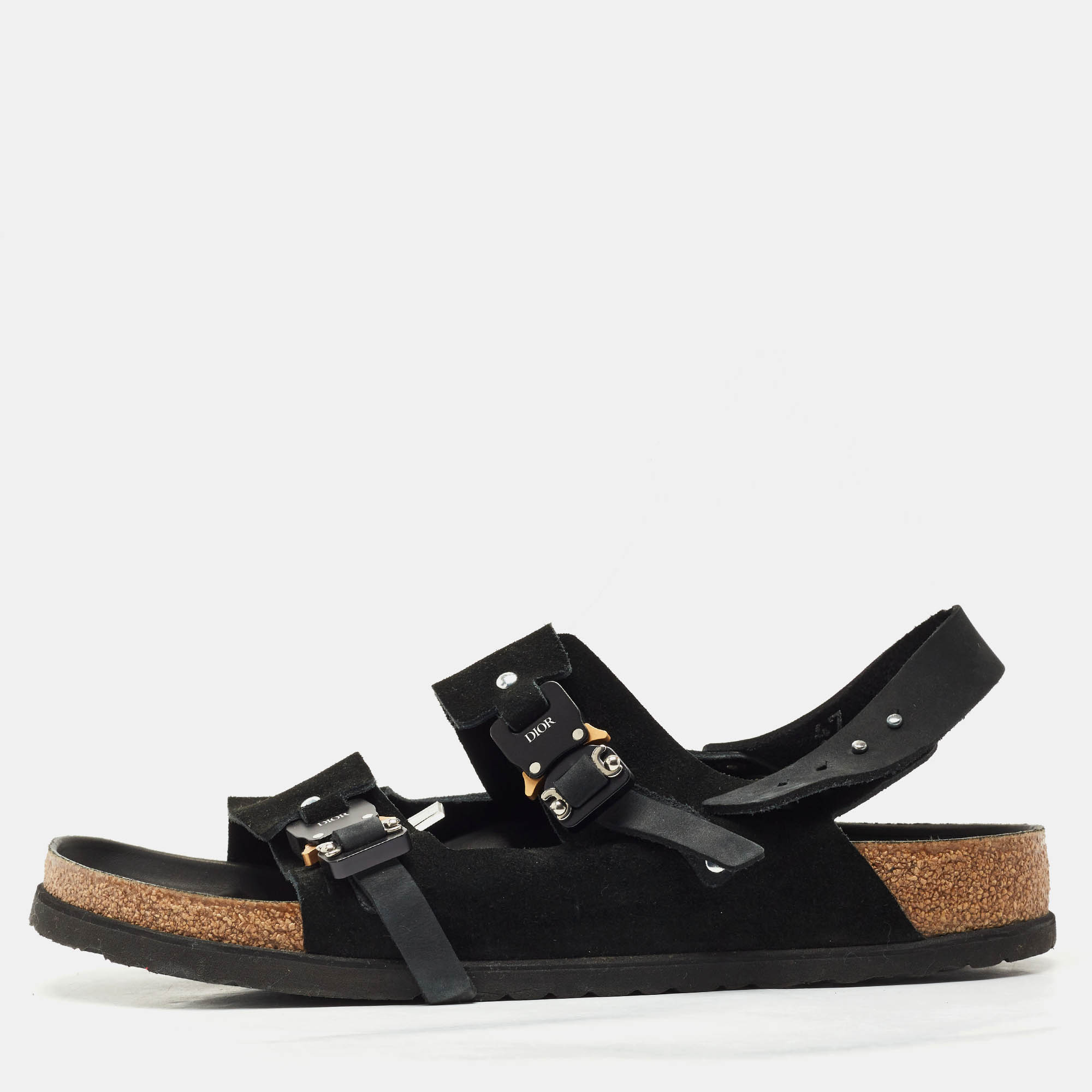 

Dior X Birkenstock Milano Black Suede and Nubuck Buckle Slingback Sandals Size