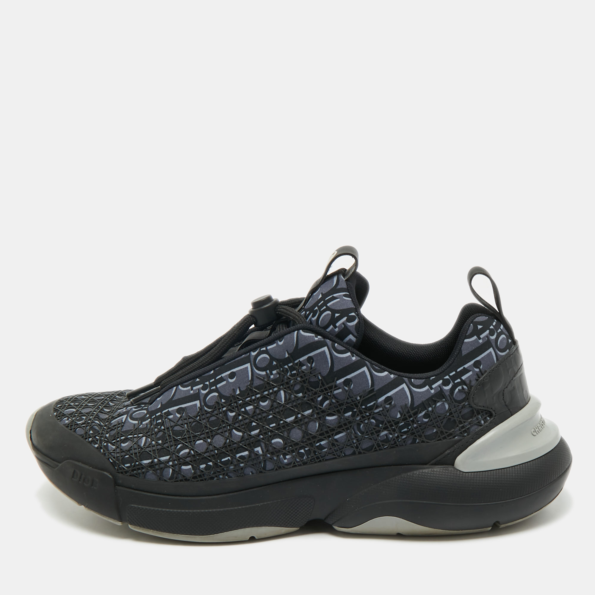 

Dior Black/Grey Oblique Cannage Neoprene and Rubber B24 Sneakers Size