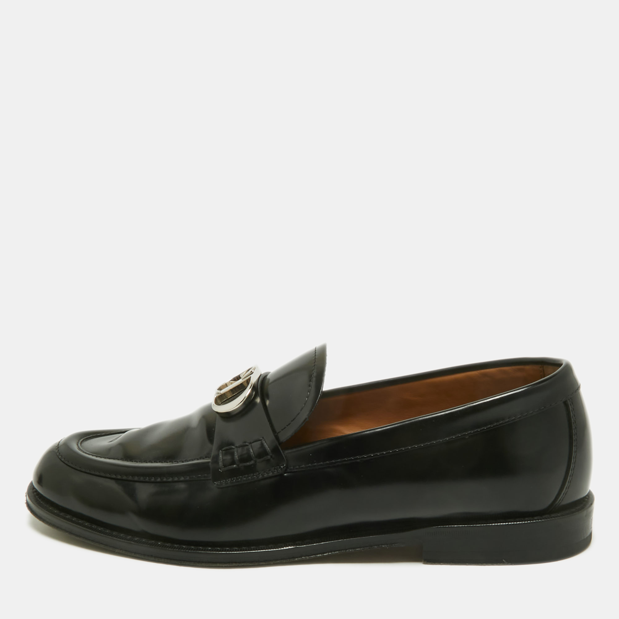 

Dior Black Leather Granville CD Logo Penny Loafers Size