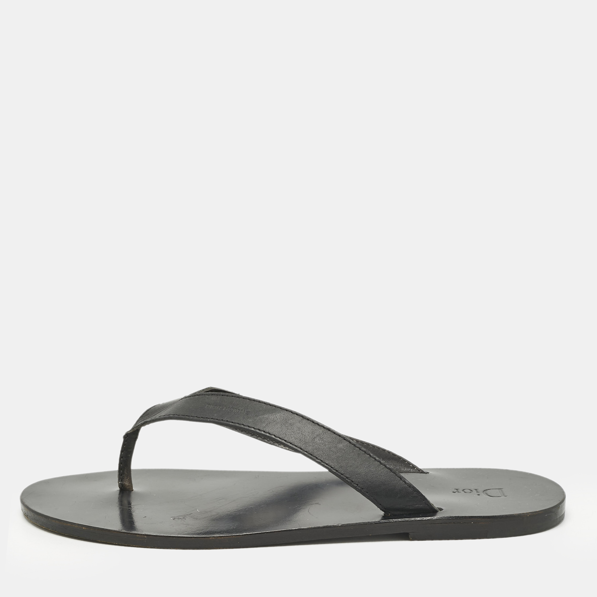 

Dior Black Leather Thong Flat Sandals Size