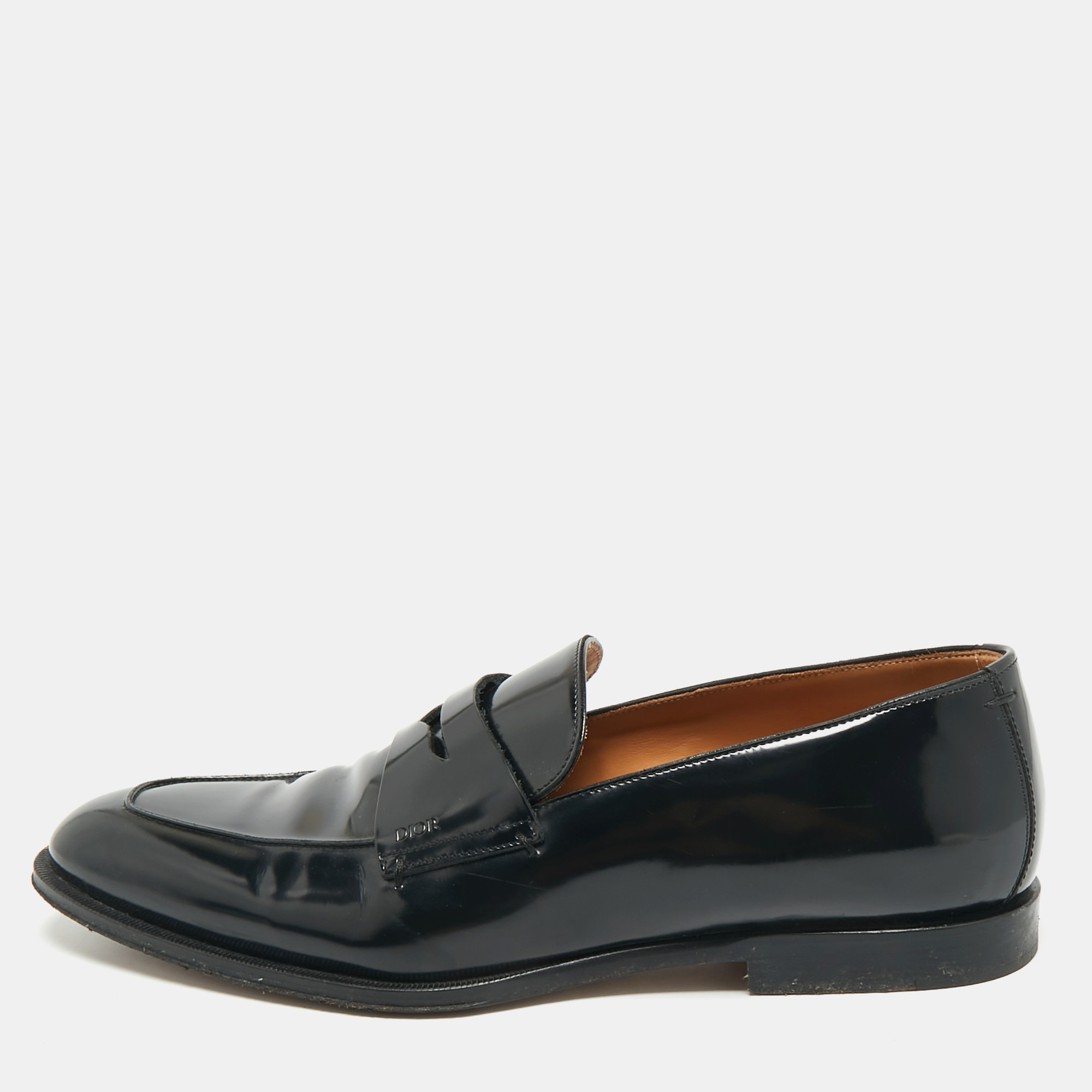 

Dior Black Patent Leather Penny Loafers Size