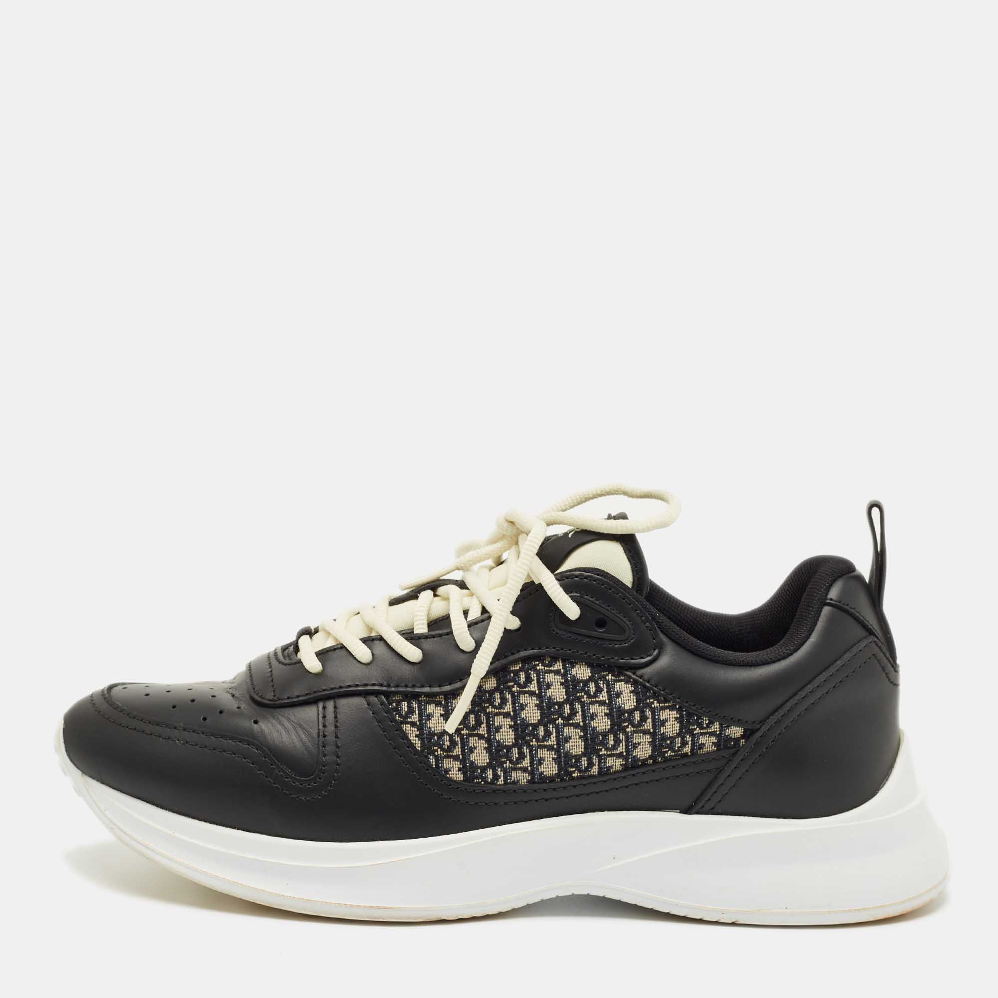 

Dior Black/Beige Leather and Oblique Canvas B27 Sneakers Size