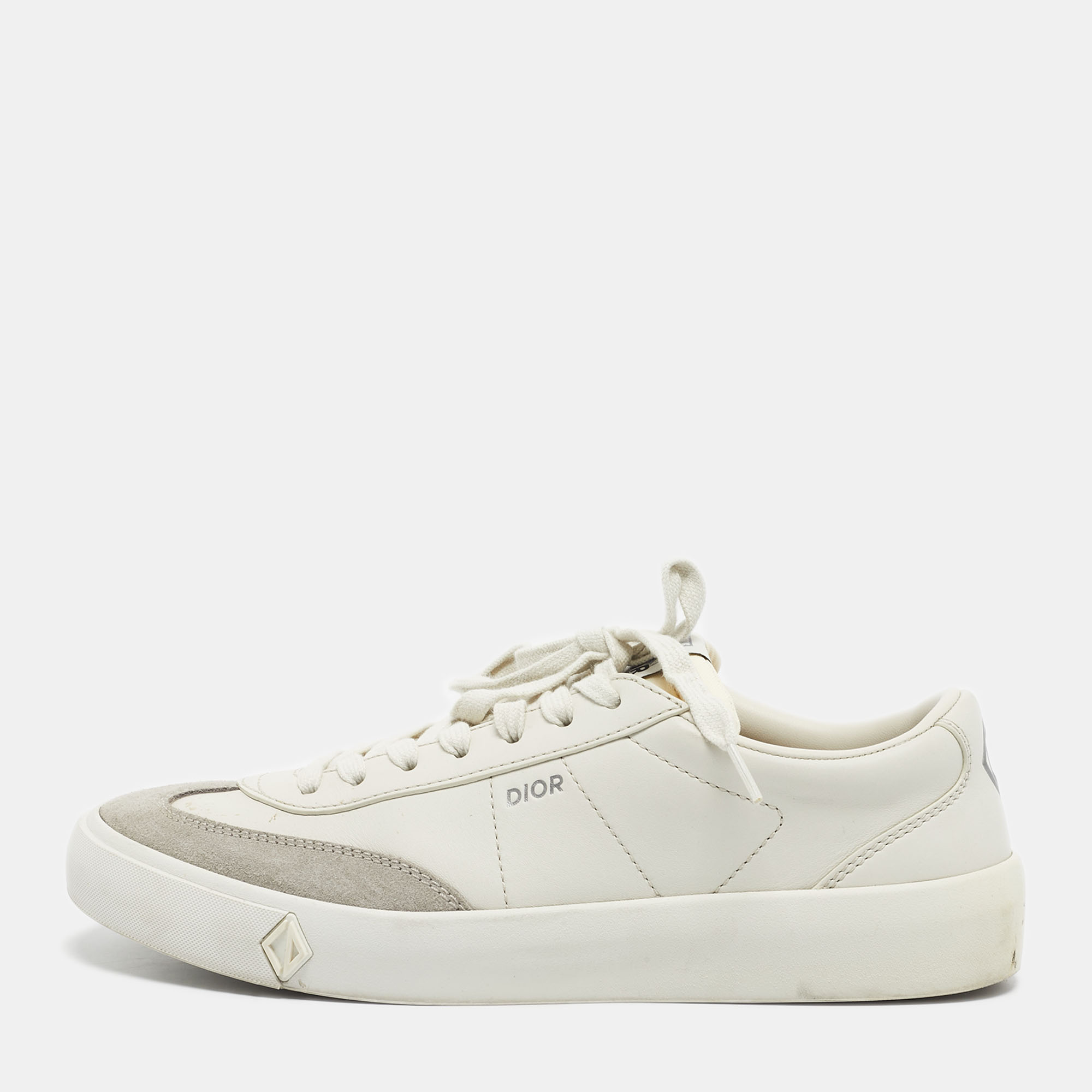 

Dior Cream/Grey Leather and Suede B101 Lace Up Sneakers Size