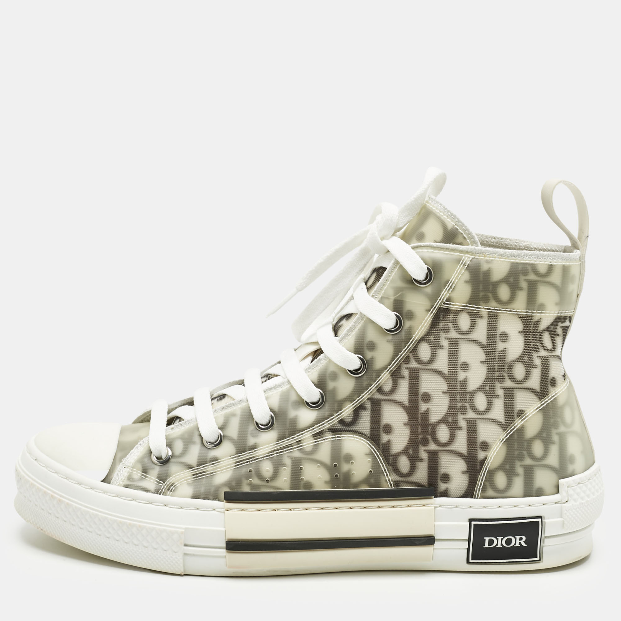 

Dior White/Black Oblique Mesh and Rubber B23 Sneakers Size, Grey