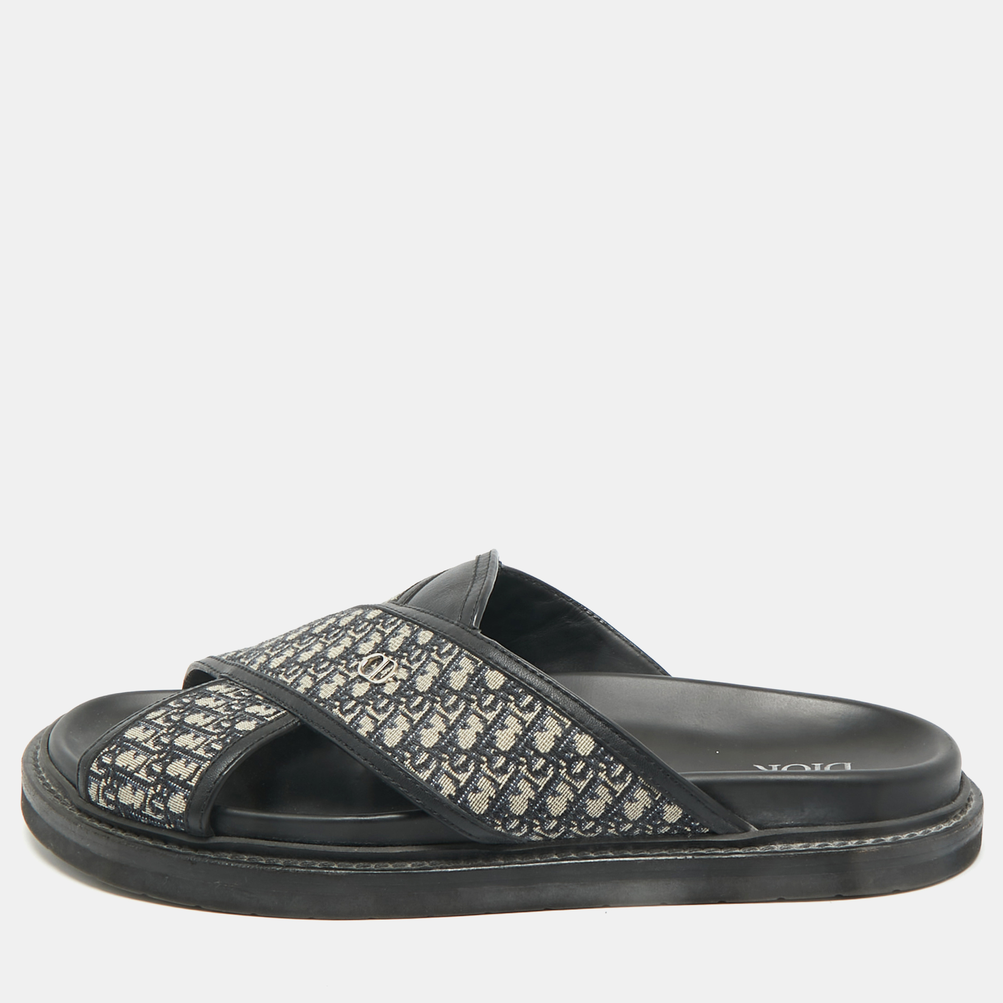 

Dior Blue Canvas and Leather Alias Slide Sandals Size