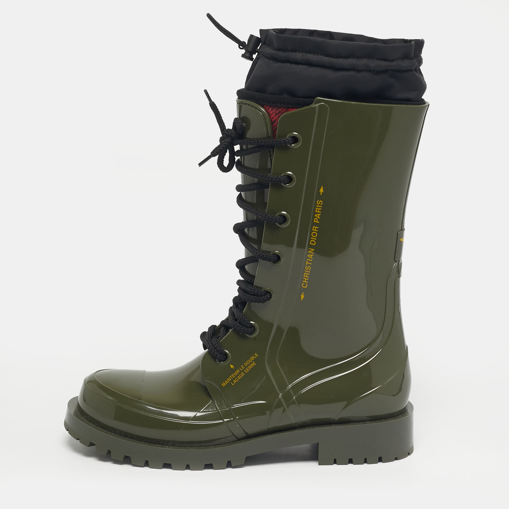 

Dior Green Rubber Dior Camp Rain Boots Size