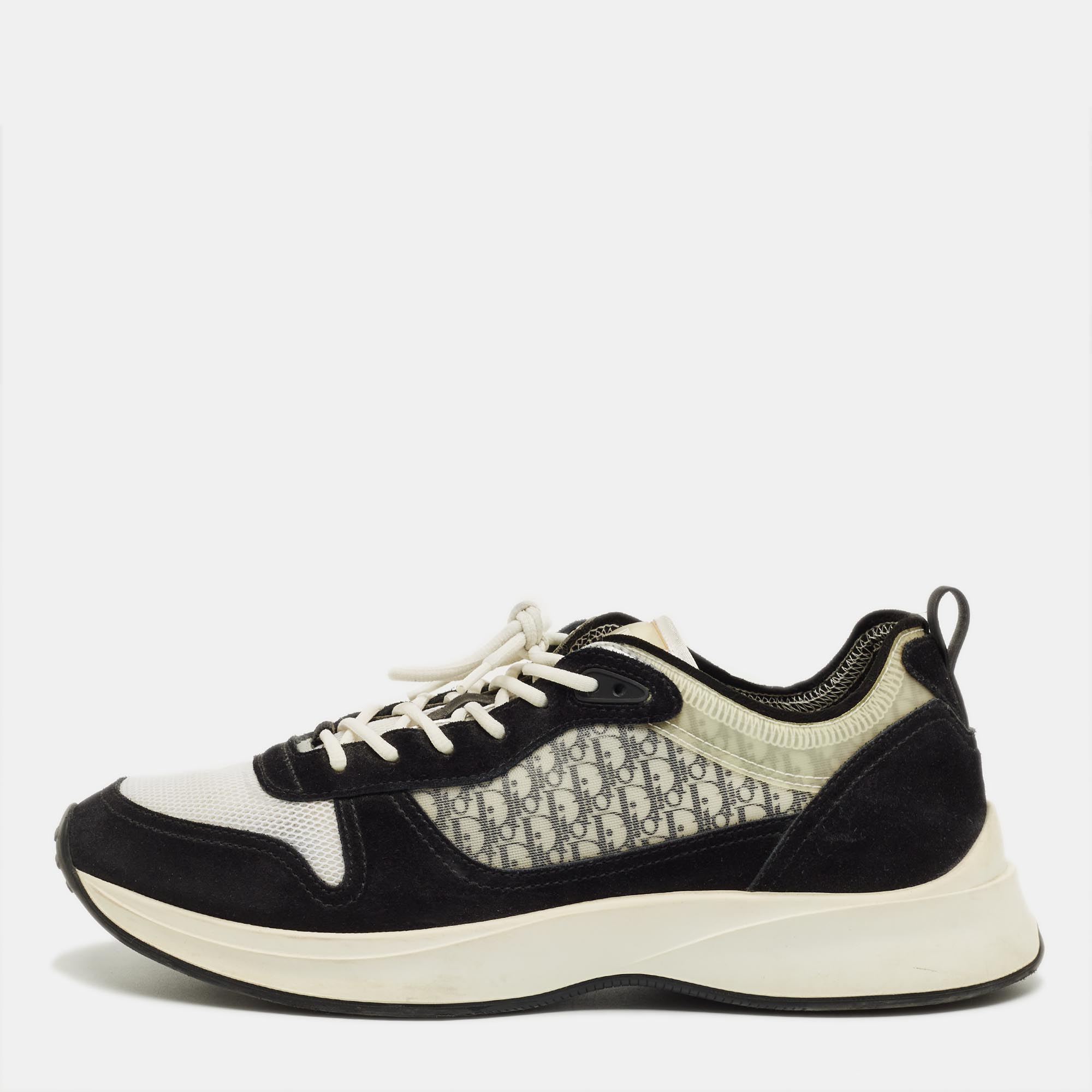 

Dior Black/White Suede and Oblique Mesh Runner B25 Lace Up Sneakers Size