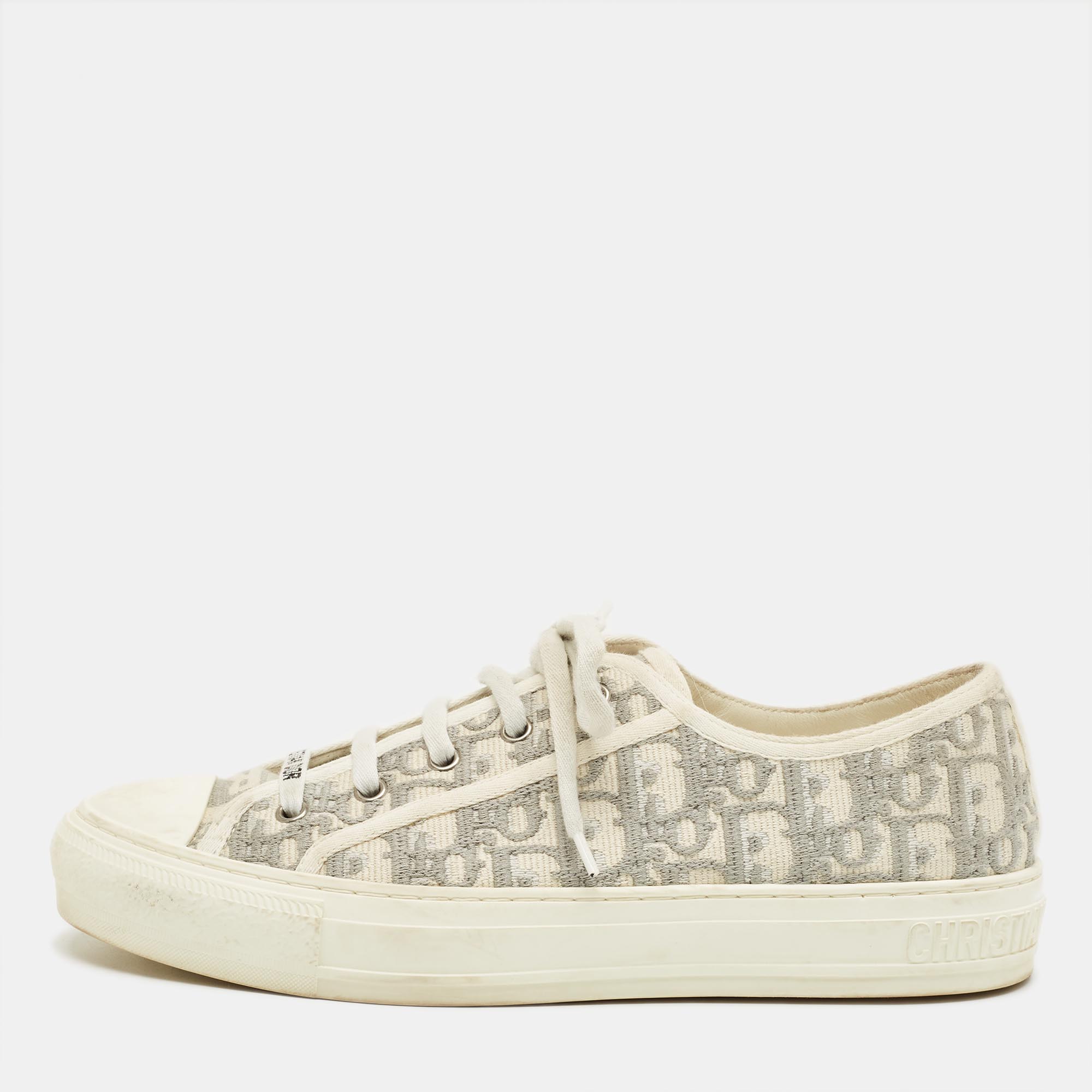 

Dior Cream Canvas Walk'n'Dior Lace Up Sneakers Size