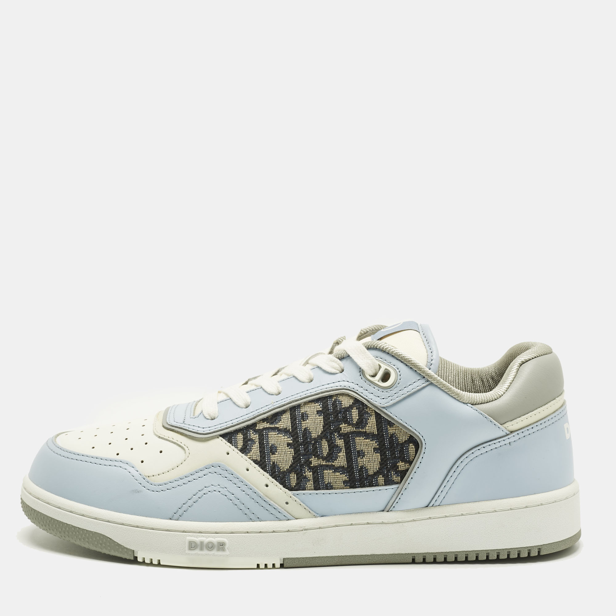 

Dior Blue/White Leather and Oblique Fabric B27 Low Top Sneakers Size