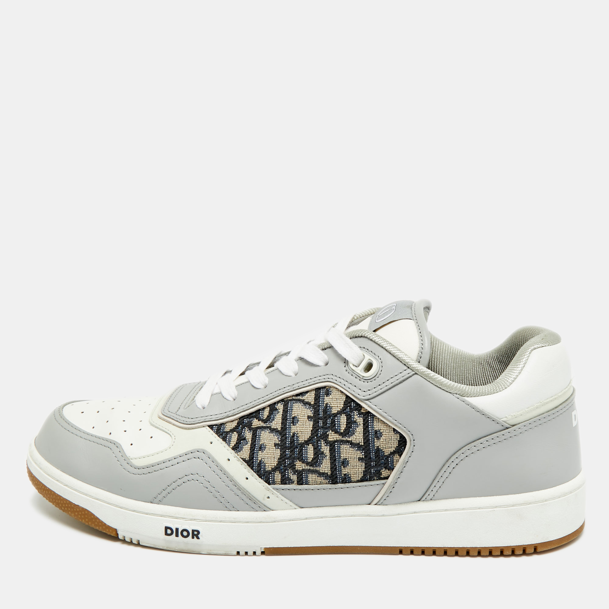 

Dior Grey/White Oblique Canvas and Leather B27 Low Top Sneakers Size