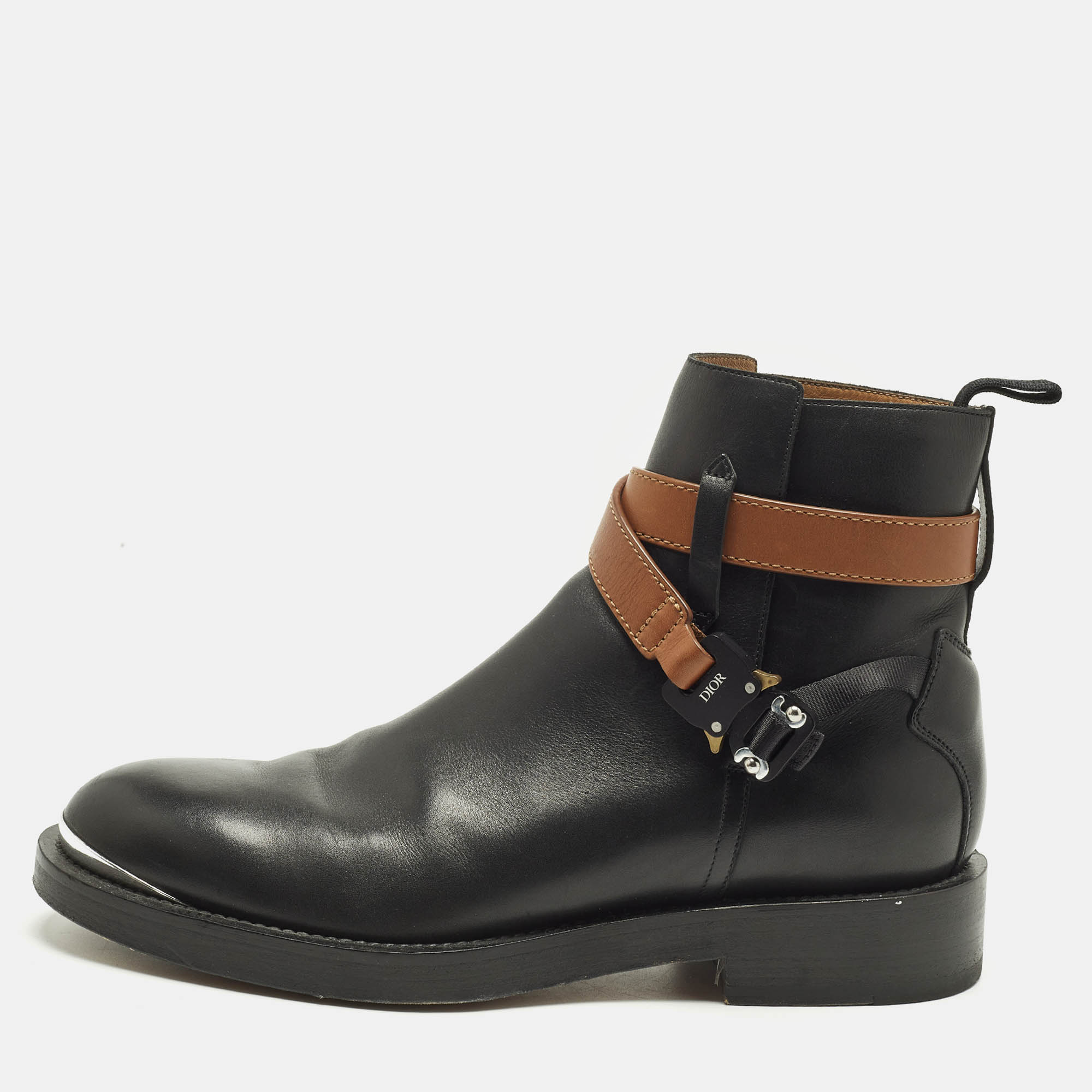 

Dior Black Leather Evidence Jodhpur Buckle Ankle Length Boots Size