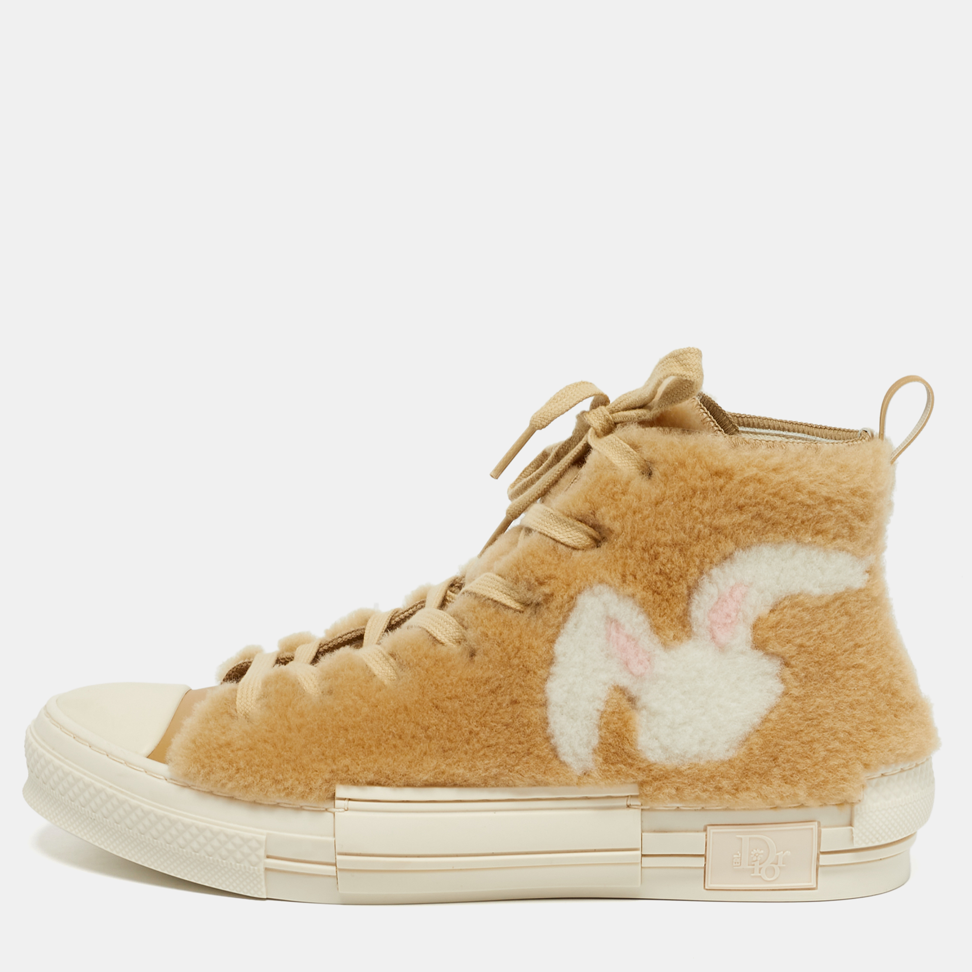 

Dior Beige Leather and Shearling Fur B23 High Top Sneakers Size