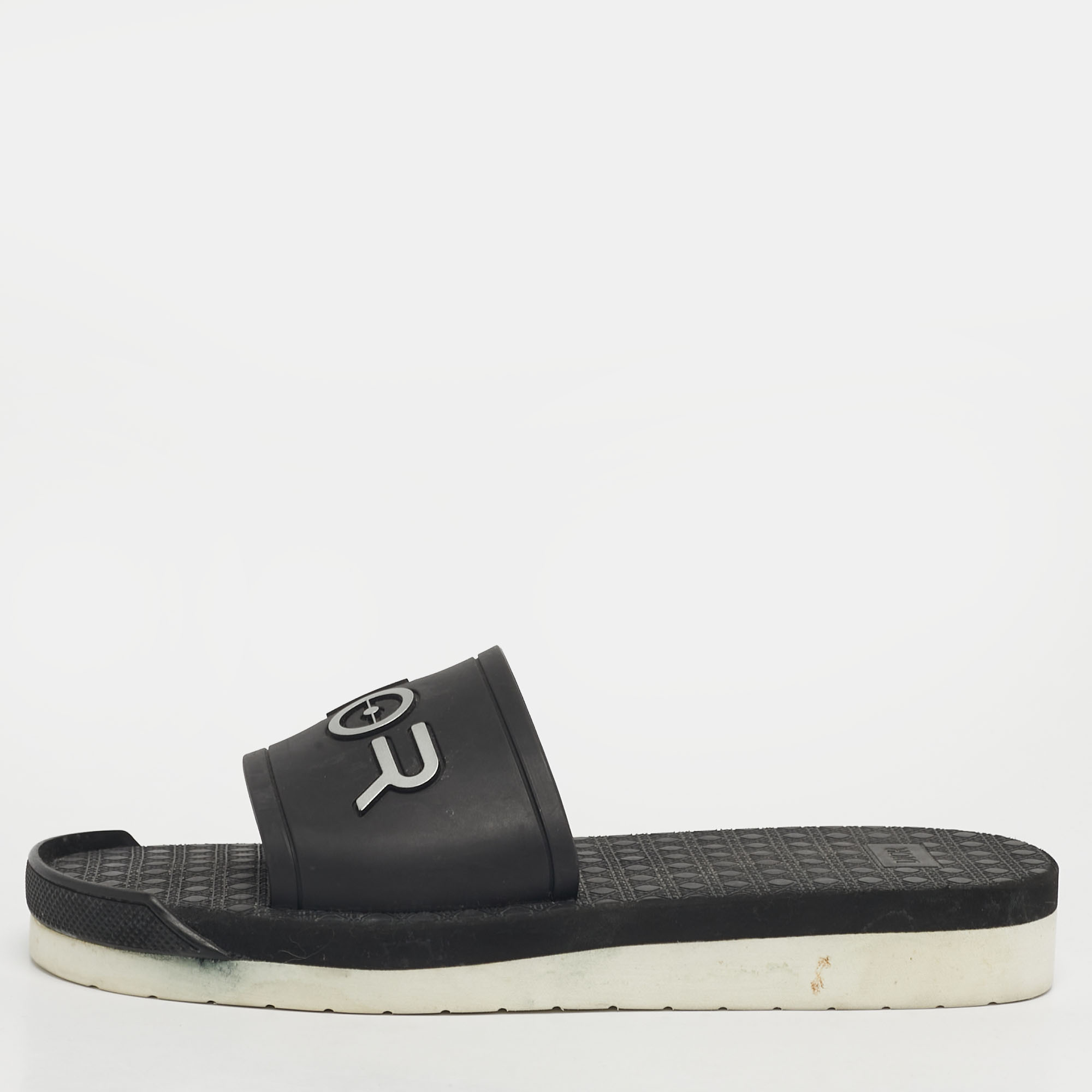 

Dior Alpha Size  Black Rubber Flat Slide Sandals