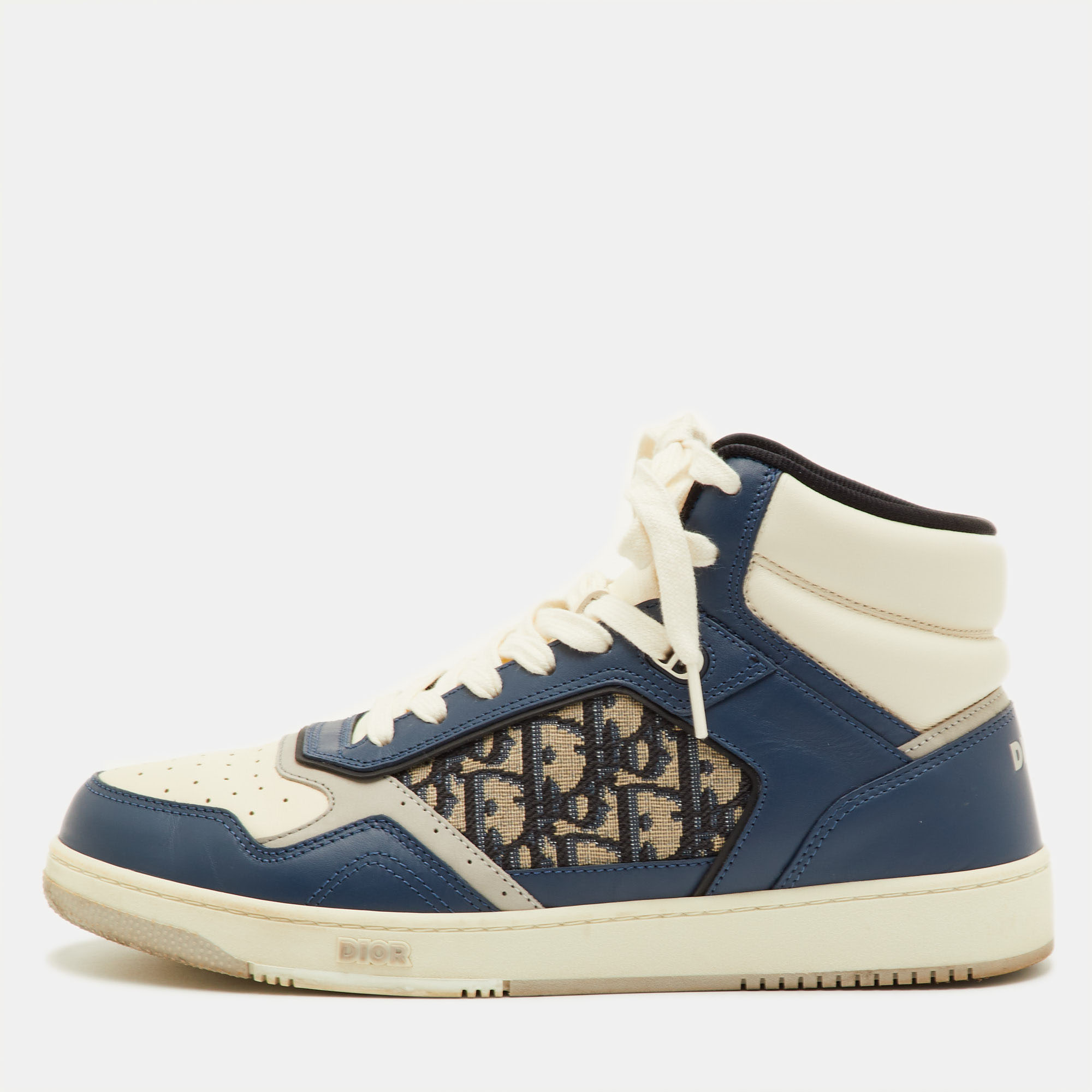 

Dior B27 Uptown Size  Navy Blue/White Oblique Canvas and Leather Lace Up Sneakers
