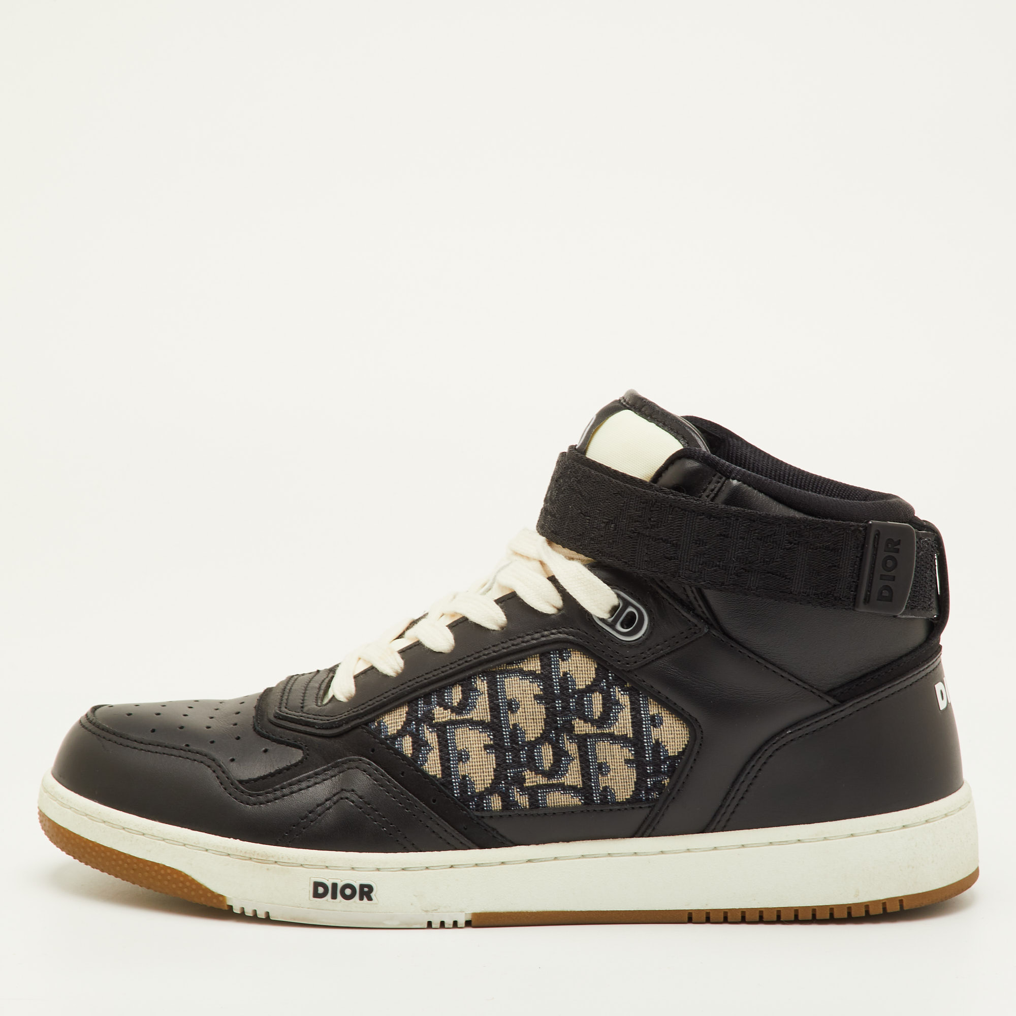 

Dior B27 Size  Black/Beige Oblique Canvas and Leather High Top Sneakers