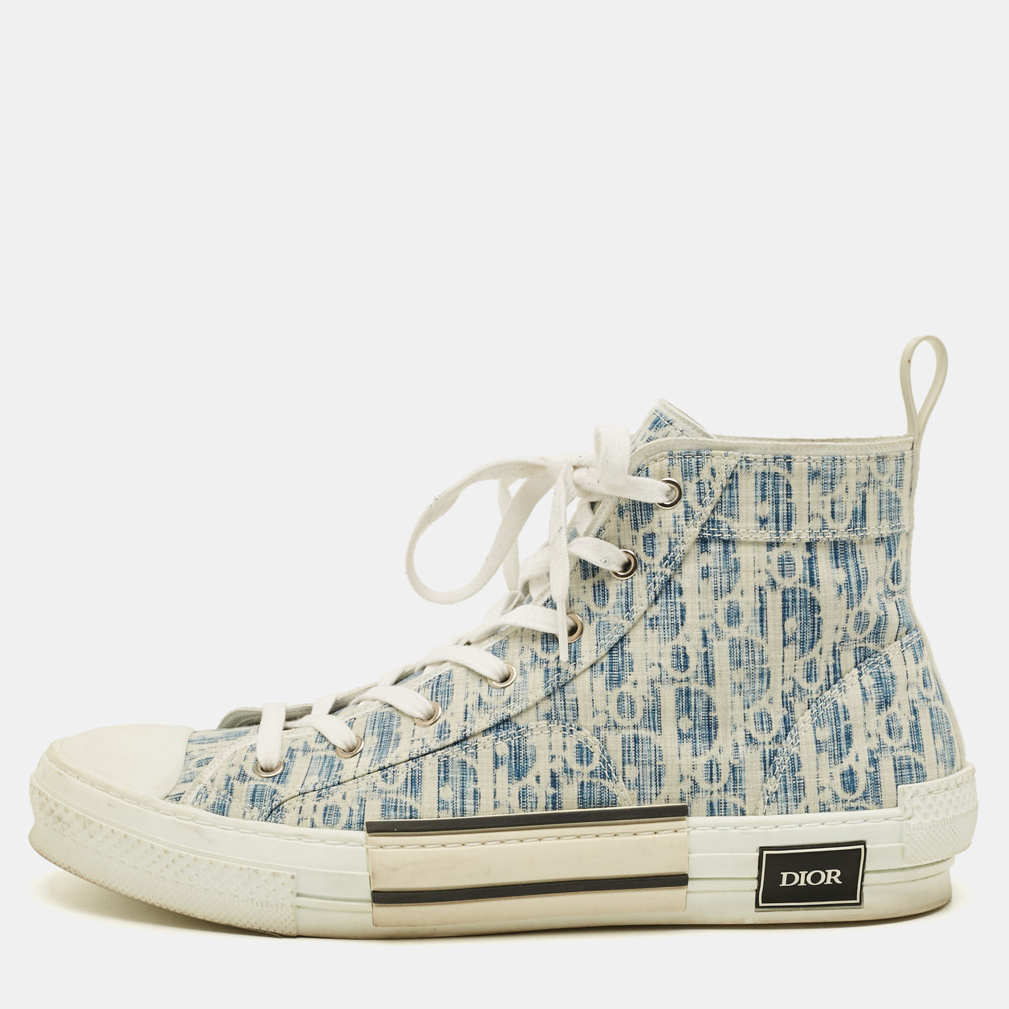 

Dior B23 Size  Blue/White Jacquard Oblique Kasuri High Top Sneakers