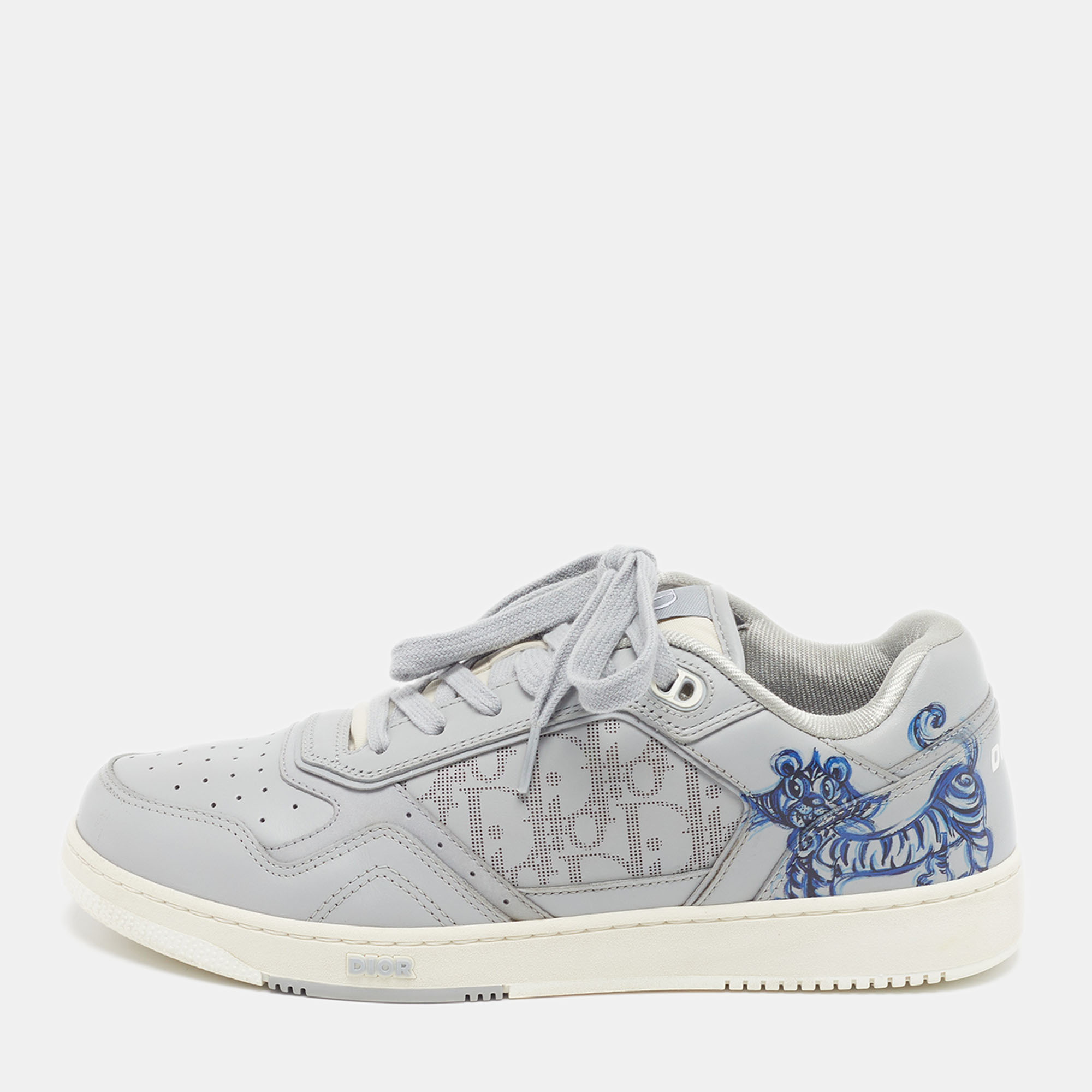 

Dior B27 Size  Grey Perforated Oblique Leather Lace Up Sneakers