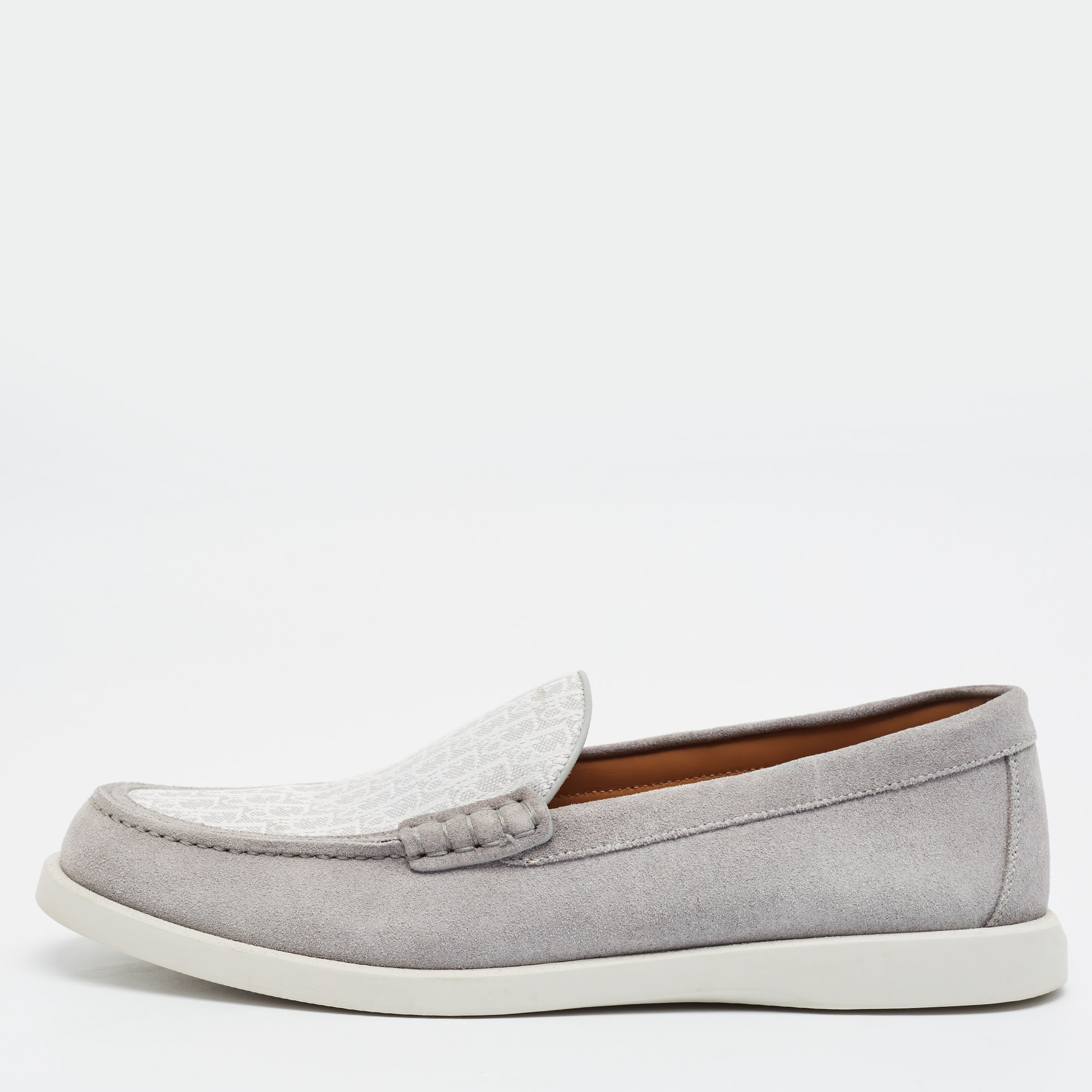 

Dior Granville Size  Grey Oblique Jacquard and Suede Loafers