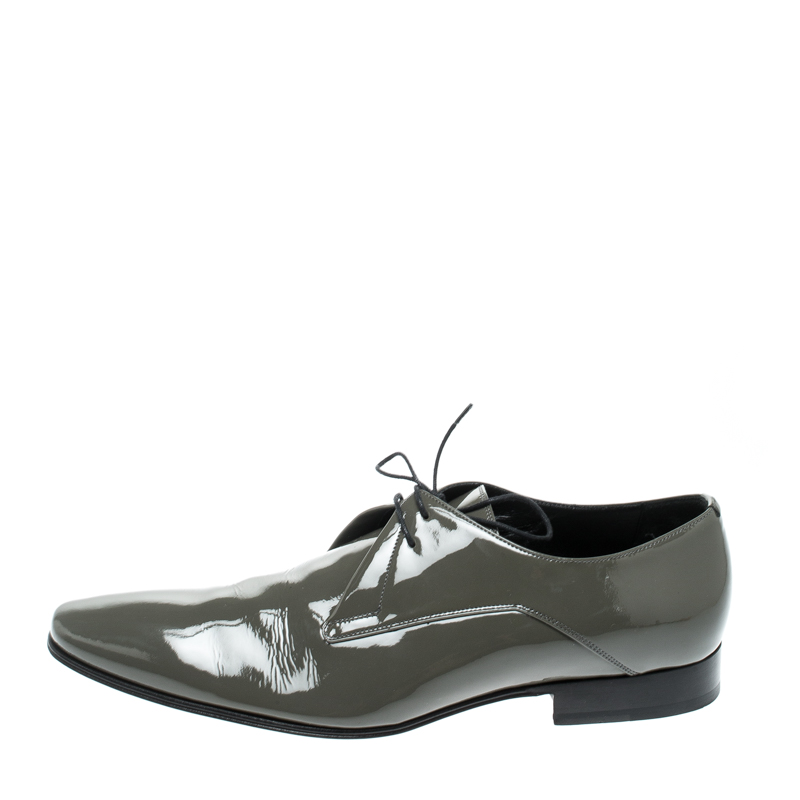 

Christian Dior Grey Patent Leather Lace Up Dress Oxfords Size