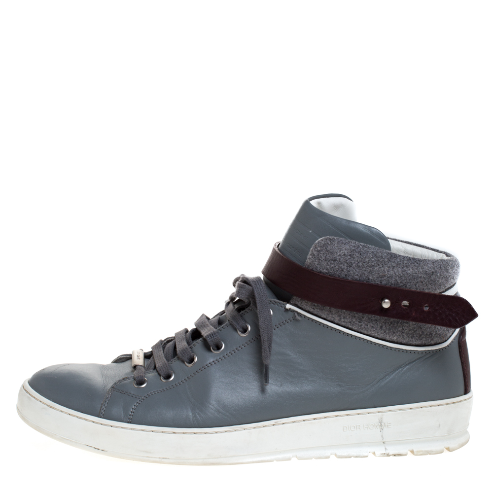 

Dior Homme Grey Leather And Tweed Fabric High Top Sneakers Size