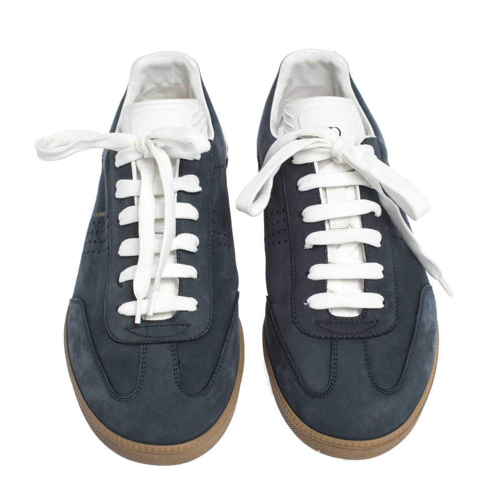 Dior Navy Blue Nubuck and Leather B01 Low Top Sneakers Size 40 Dior | TLC