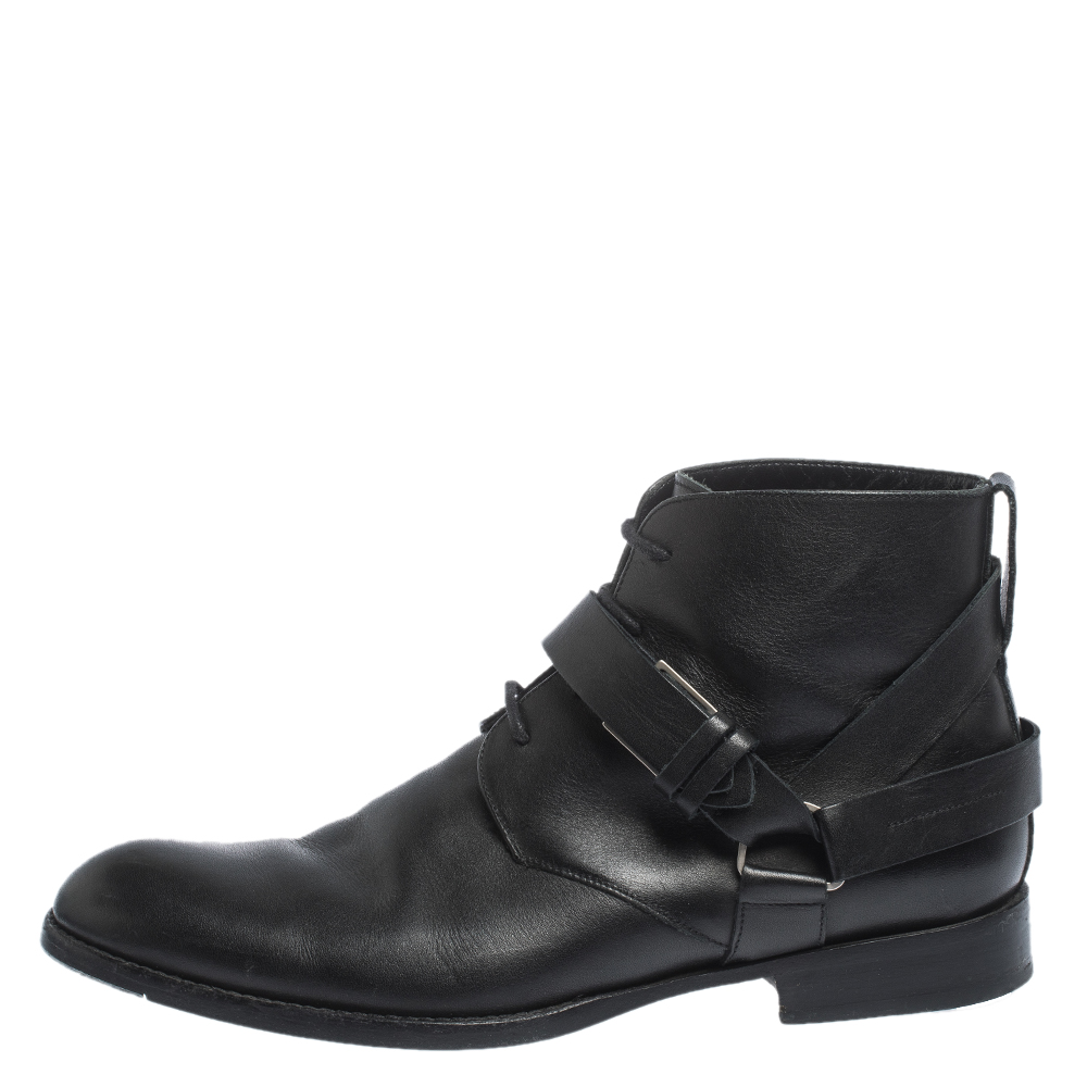 

Dior Black Leather Buckle Detail Ankle Boots Size