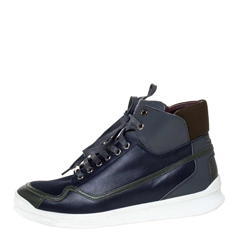 

Dior Multicolor Leather and Canvas Lace High Top Sneakers Size