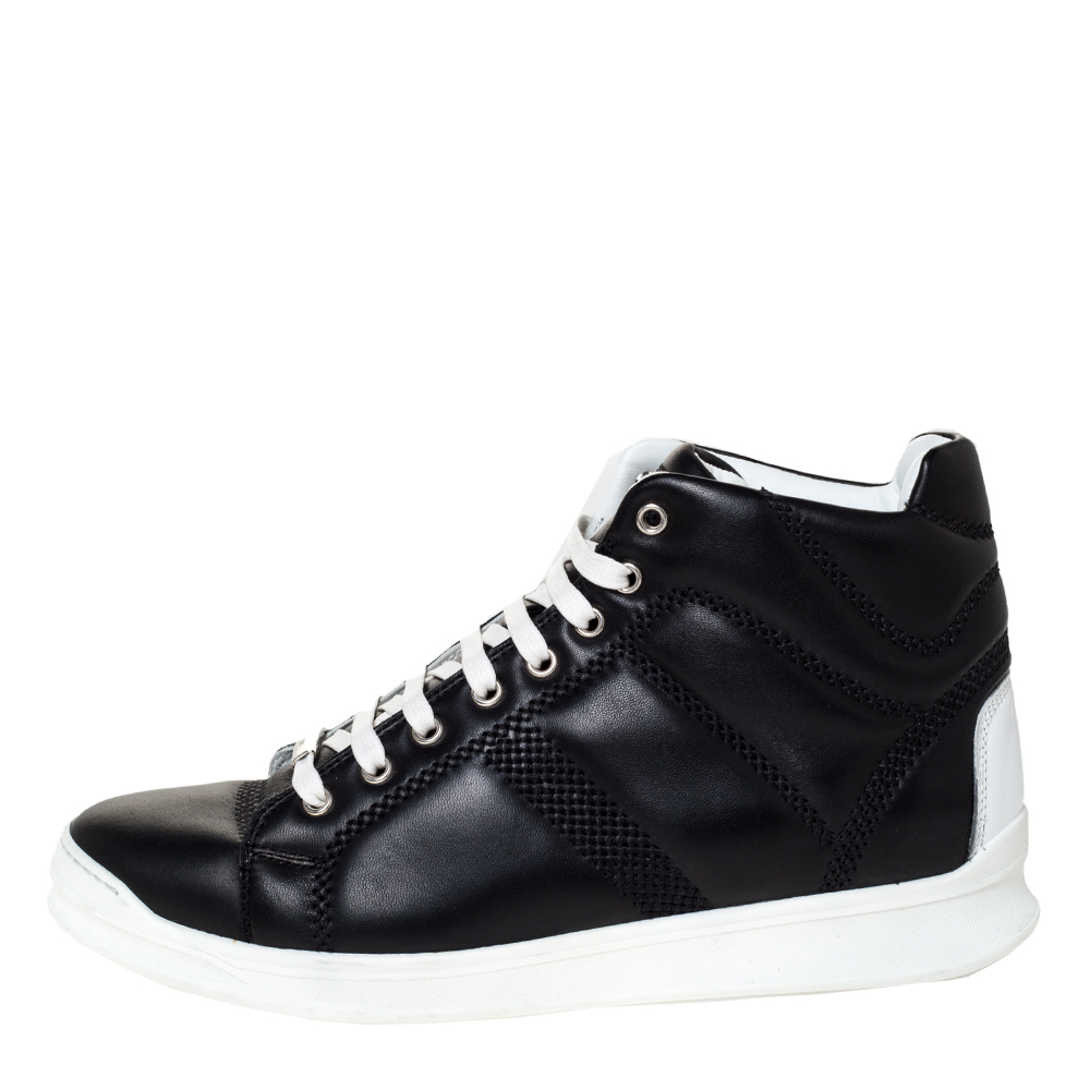 

Dior Black Leather Lace High Top Sneakers Size