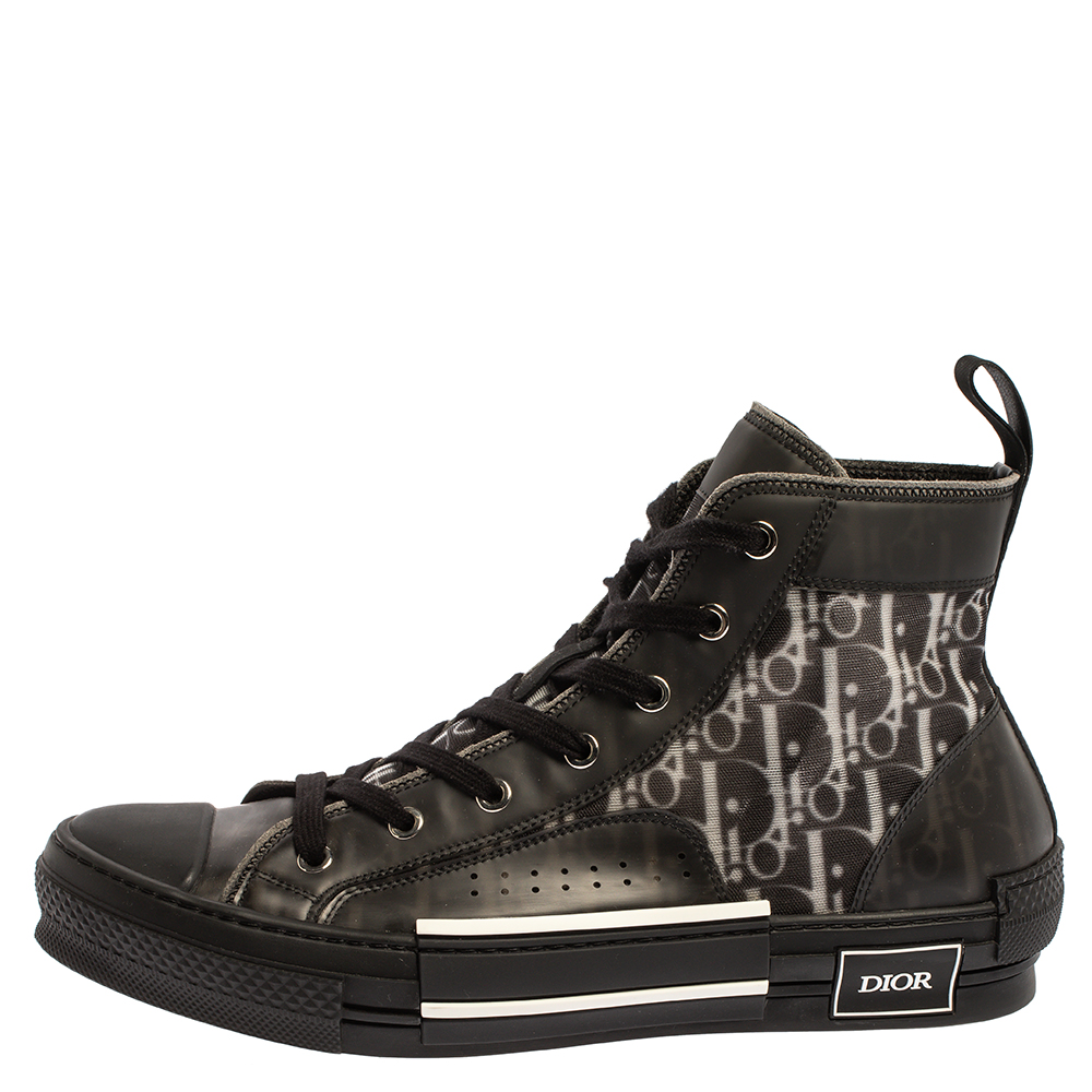 

Dior Black Mesh And PVC Oblique B-23 High Top Sneakers Size