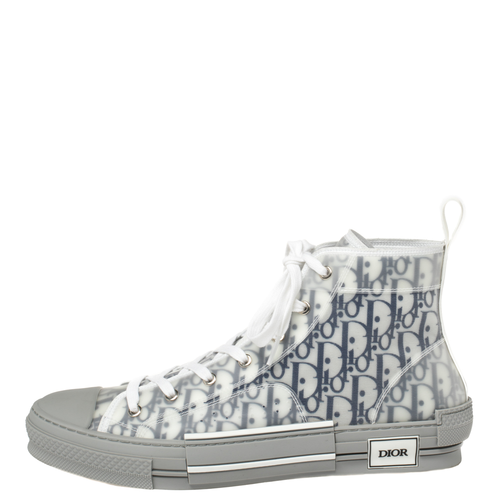 

Dior Grey Oblique Mesh And PVC B-23 High Top Sneakers Size