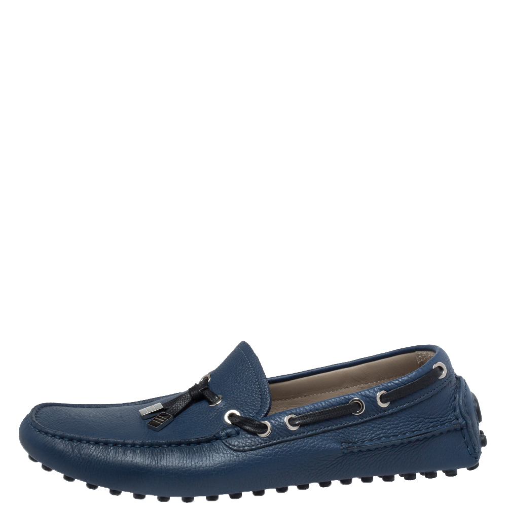 

Dior Blue Leather Loafers Size