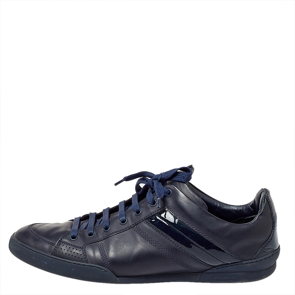 

Dior Navy Blue Leather And Patent Leather Lace Up Sneaker Size