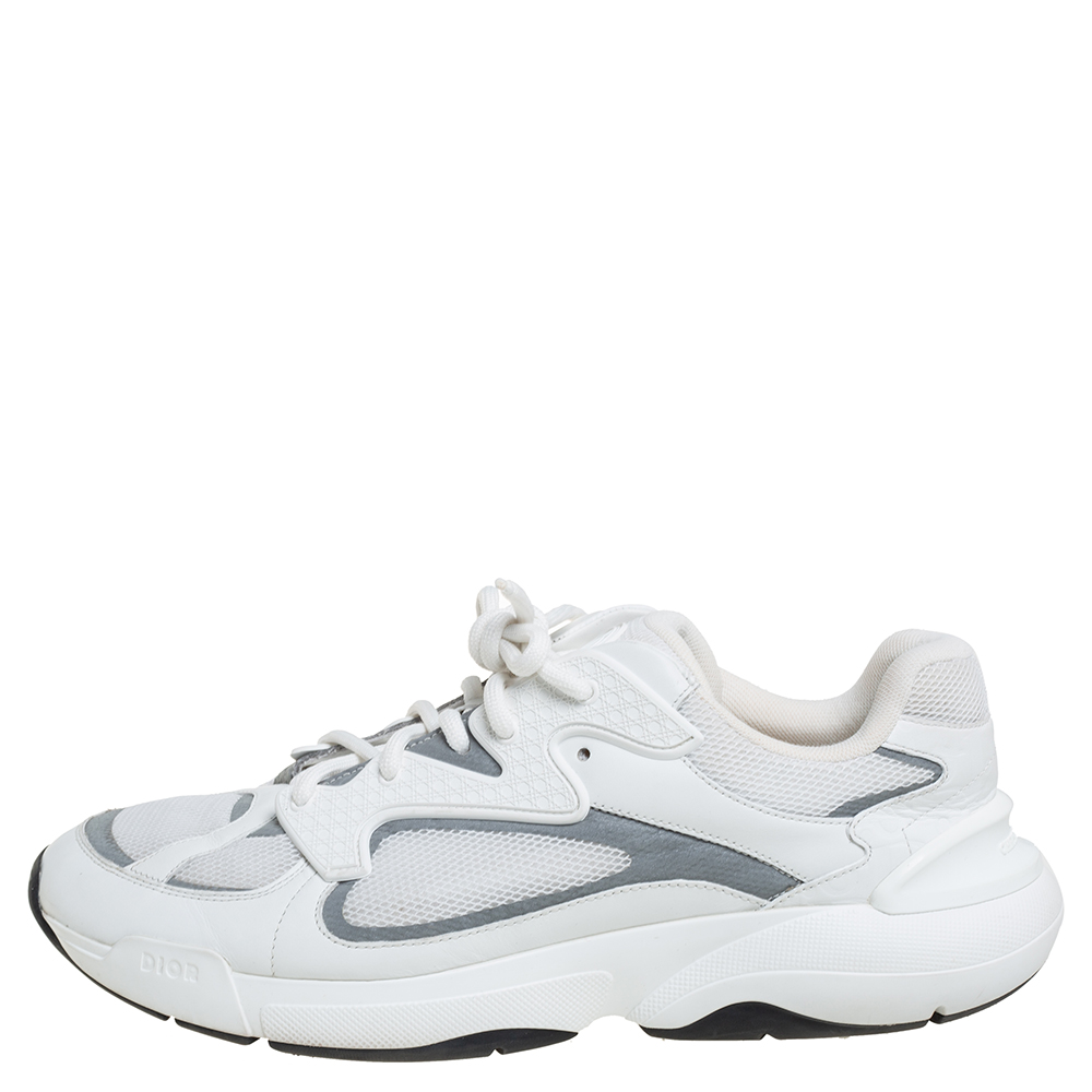 

Dior White/Silver Mesh And Leather B24 Sneakers Size