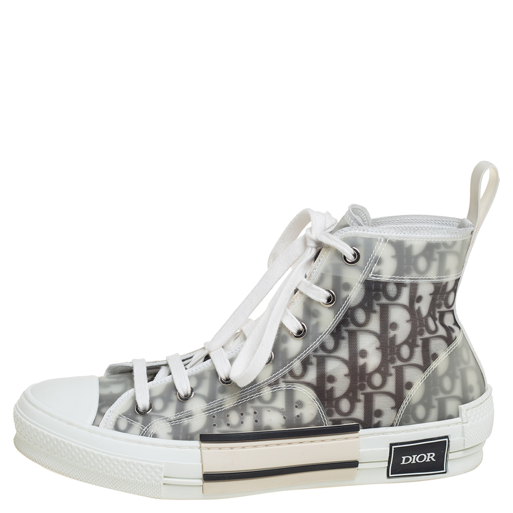 

Dior White/Grey Oblique Mesh B23 High Top Sneakers Size