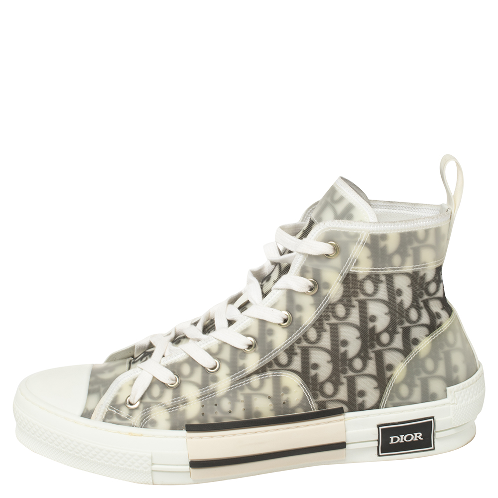 

Dior White/Grey Oblique Mesh B23 High Top Sneakers Size