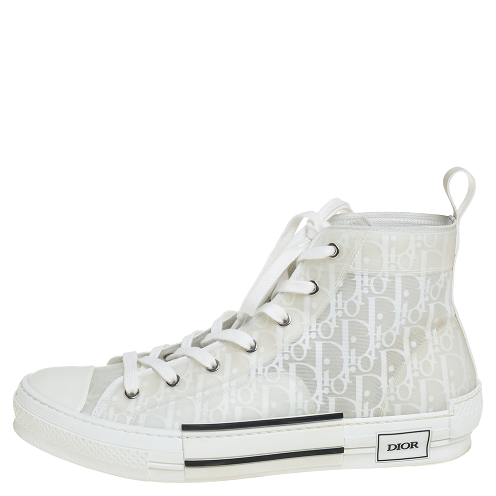 

Dior White Oblique Mesh And PVC B23 High Top Sneakers Size