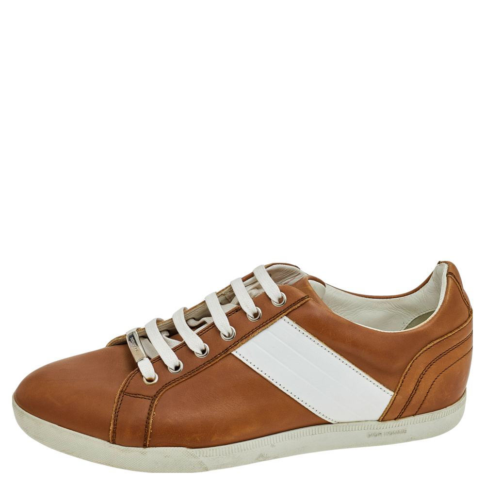 

Dior Homme Brown/White Leather Lace Up Low Top Sneakers Size