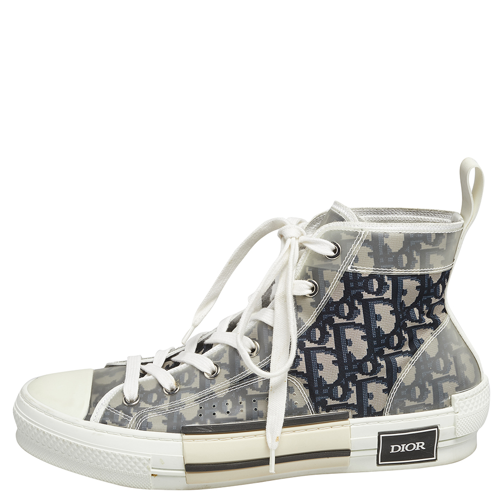 

Dior White/Black PVC And Oblique Mesh B23 High Top Sneakers Size