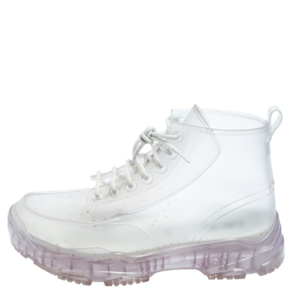 

Dior Transparent Rubber Lace Up Ankle Boots Size, White