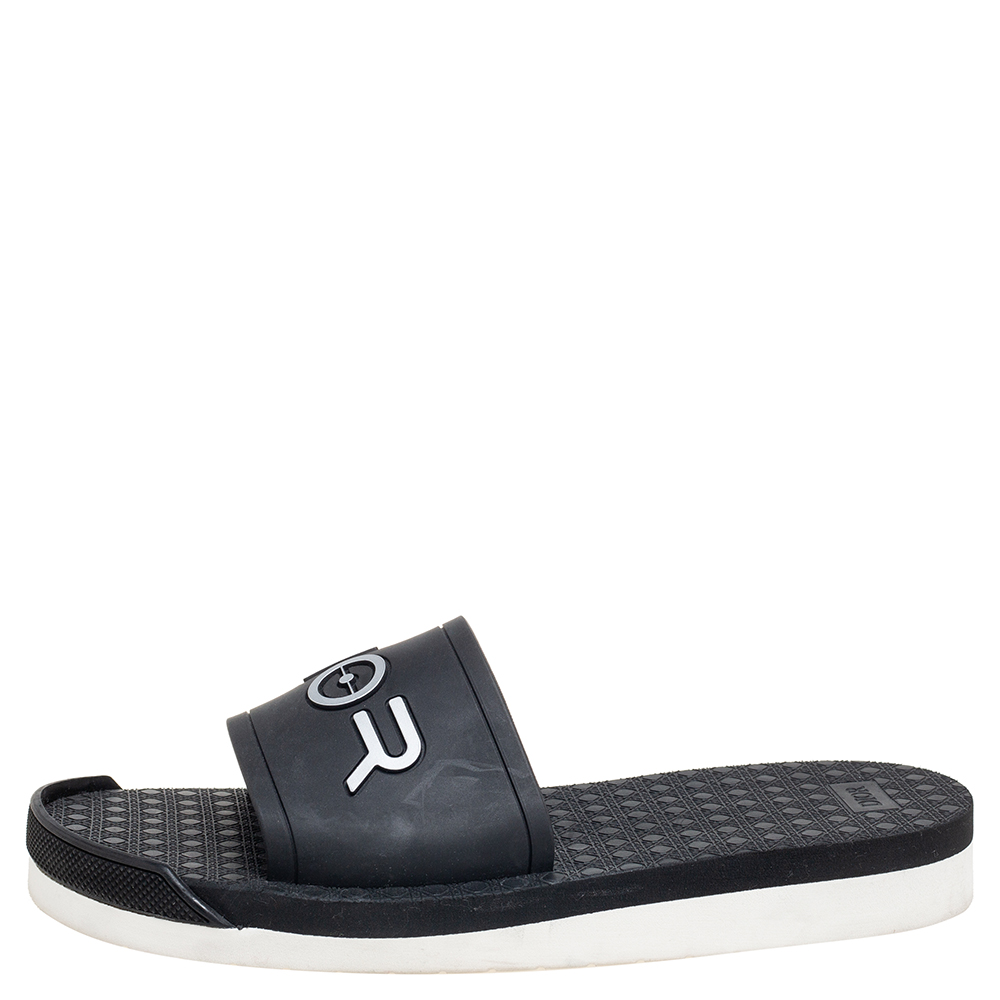 

Dior Black Rubber Logo Slide Sandals Size