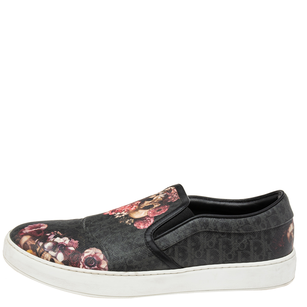 

Dior Grey Canvas Flower Print Slip On Sneakers Size