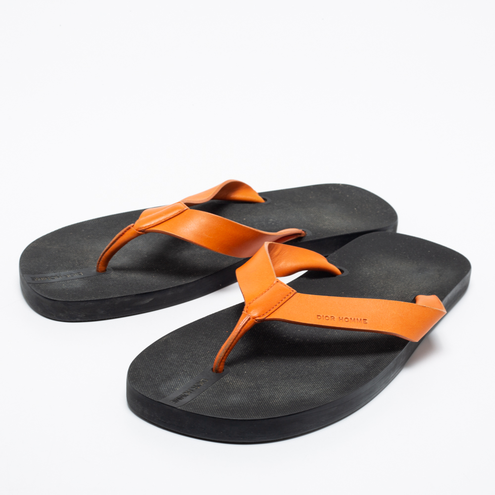 

Dior Orange Leather Thong Flat Sandals Size