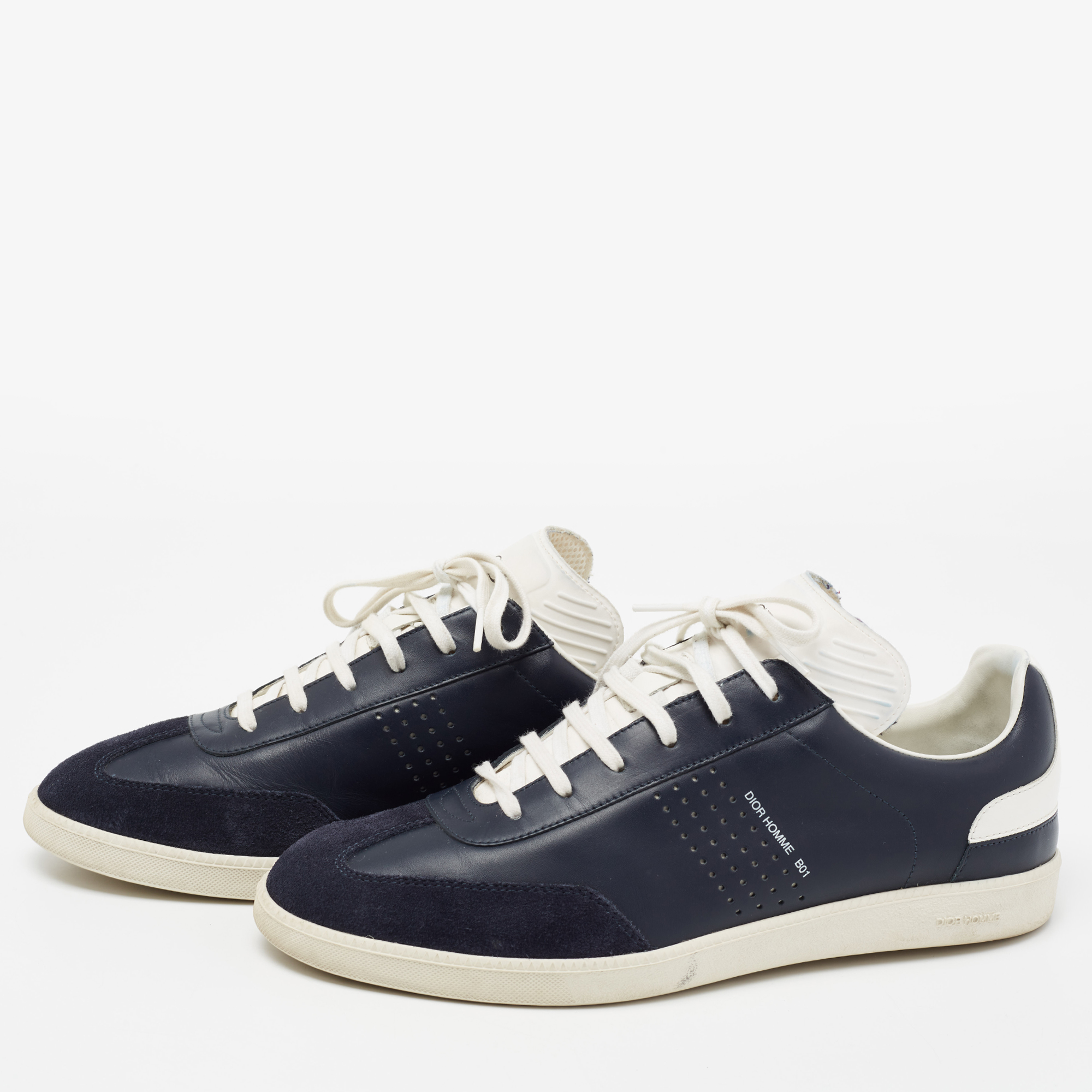 

Dior Navy Blue Suede And Leather B01 Lace Up Sneakers Size