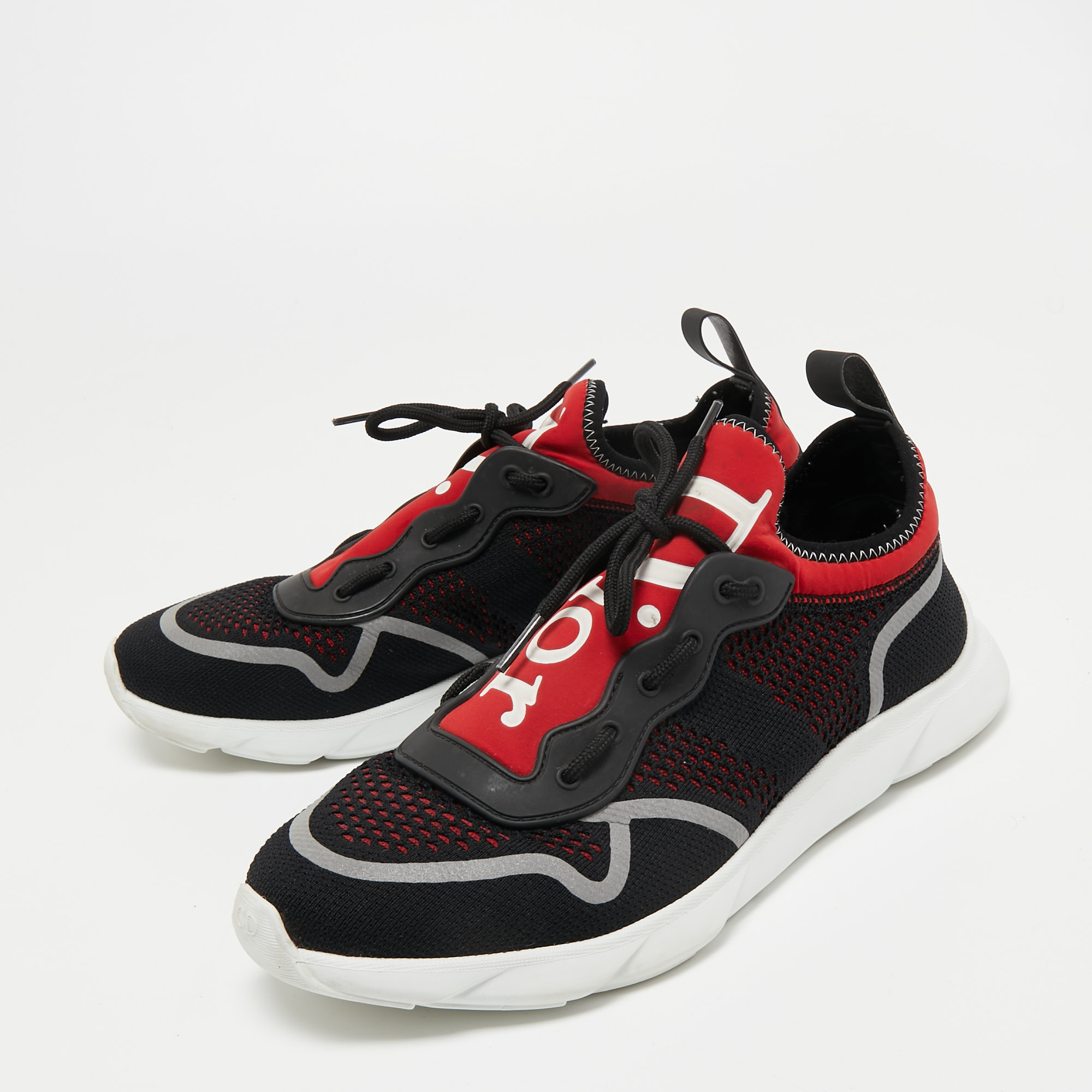 

Dior Black/Red Mesh and Knit Fabric B21 Sneakers Size