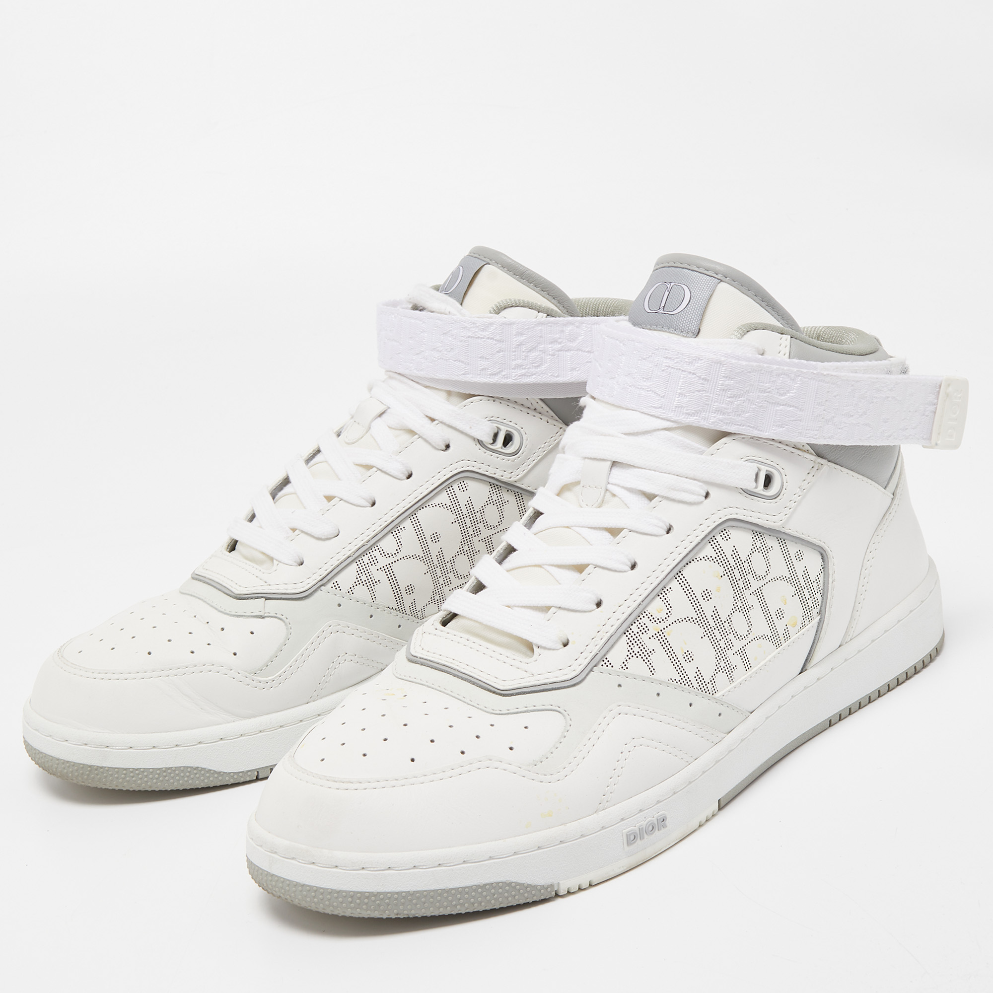 

Dior White/Grey Leather B27 High Top Sneakers Size