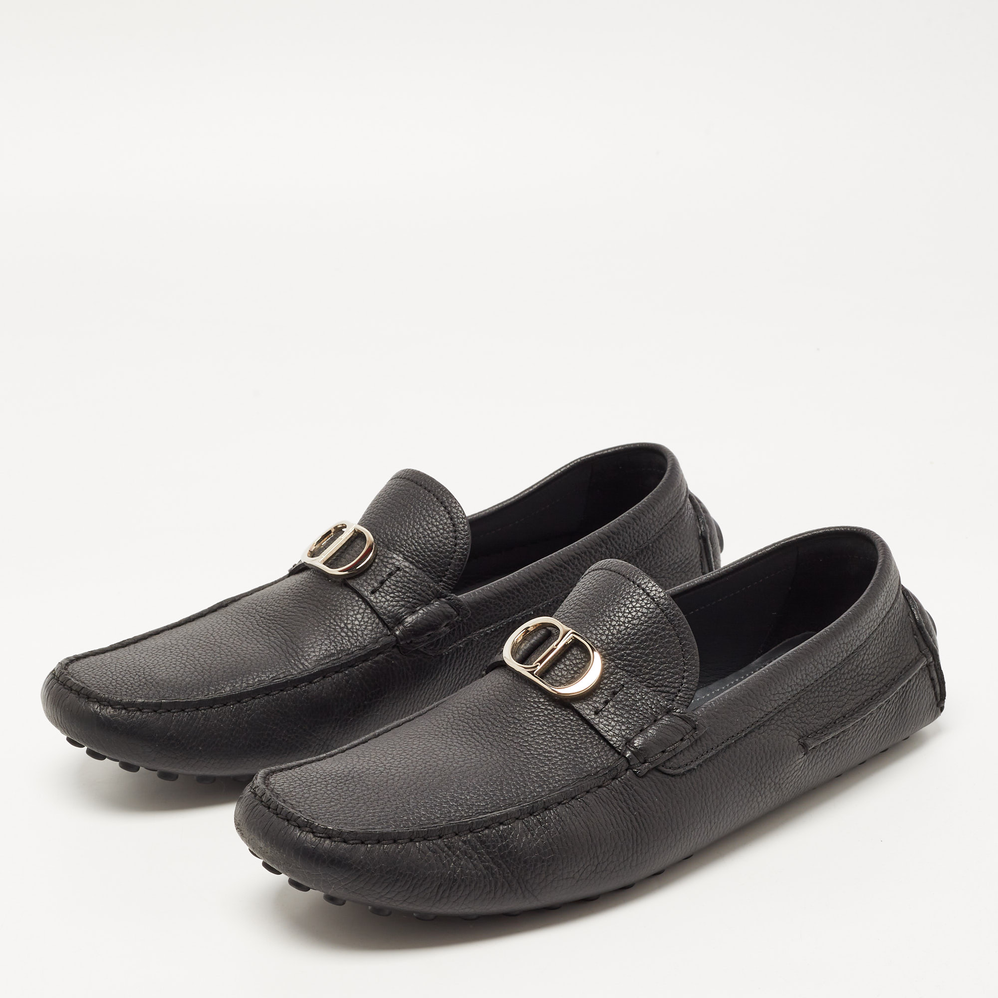 

Dior Black Leather CD Logo Loafers Size